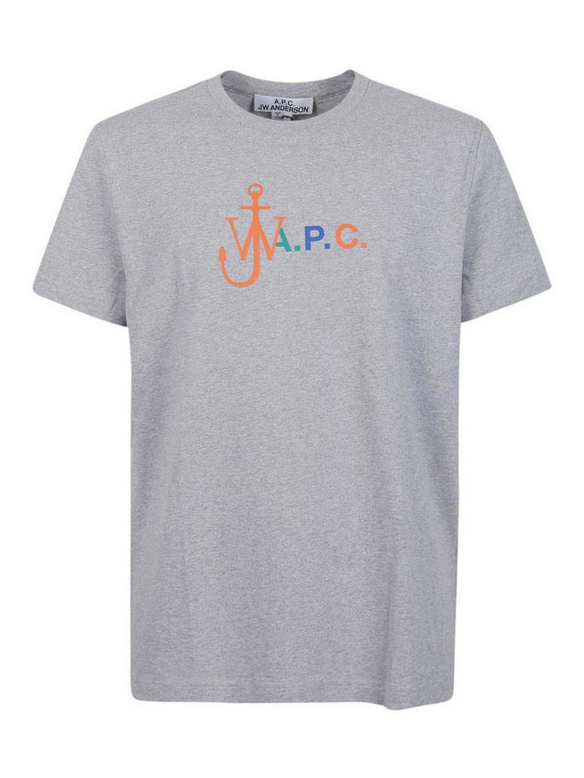Apc Logo Cotton T-shirt In Grey