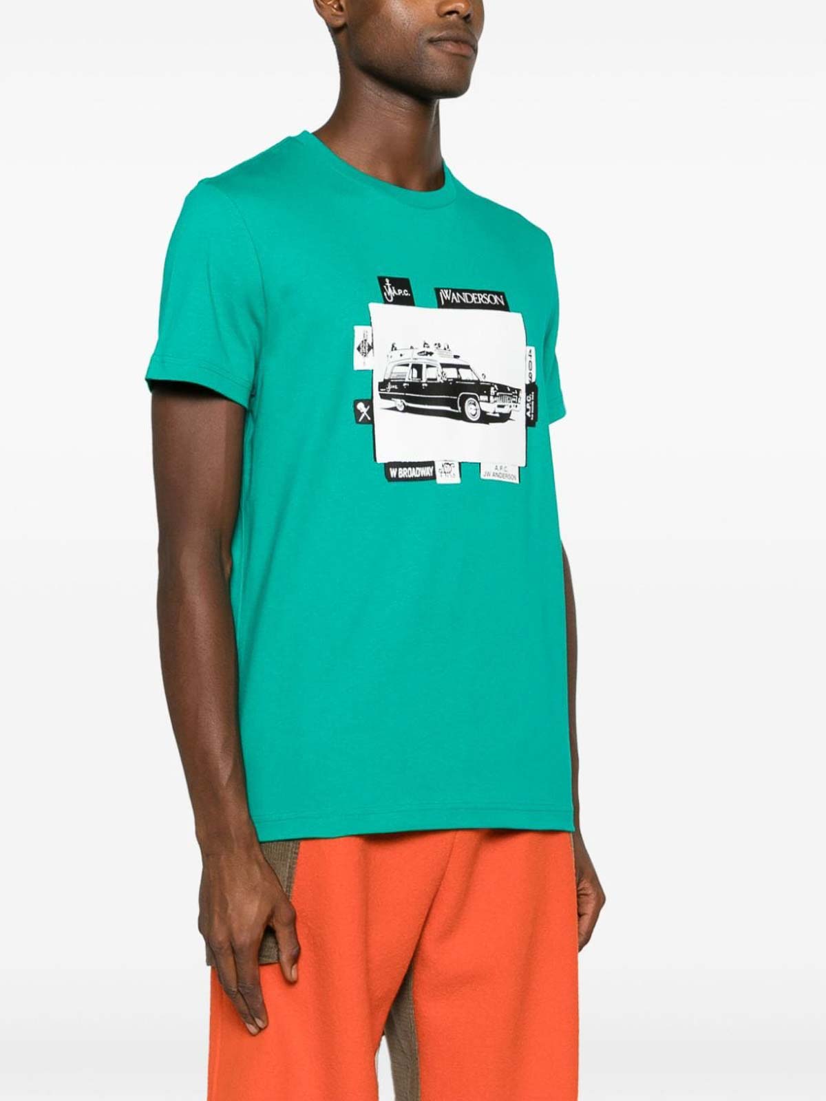 Shop Apc Printed Cotton T-shirt In Green