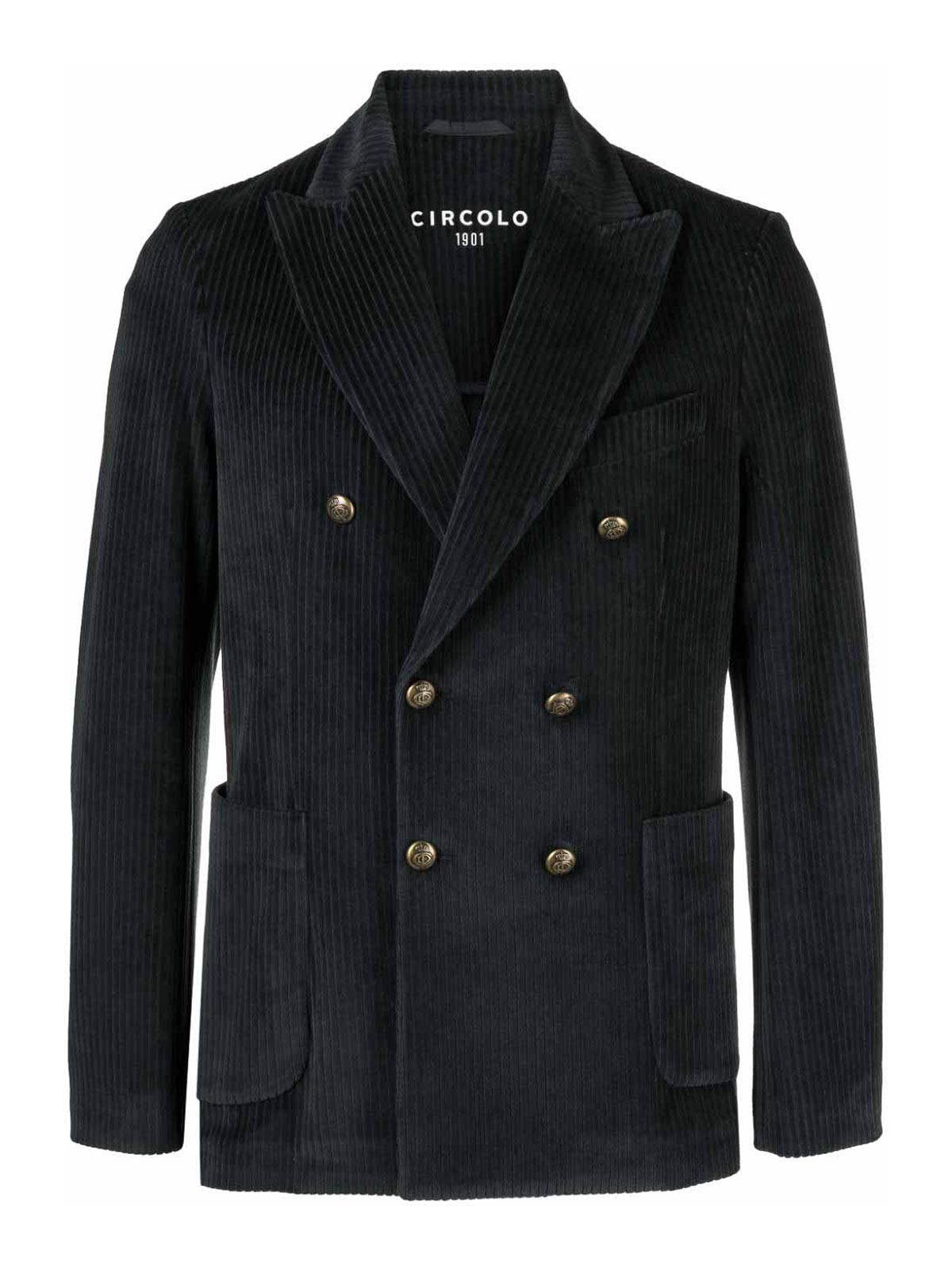 Circolo 1901 Double-breasted corduroy jacket - Blue|CN4042664
