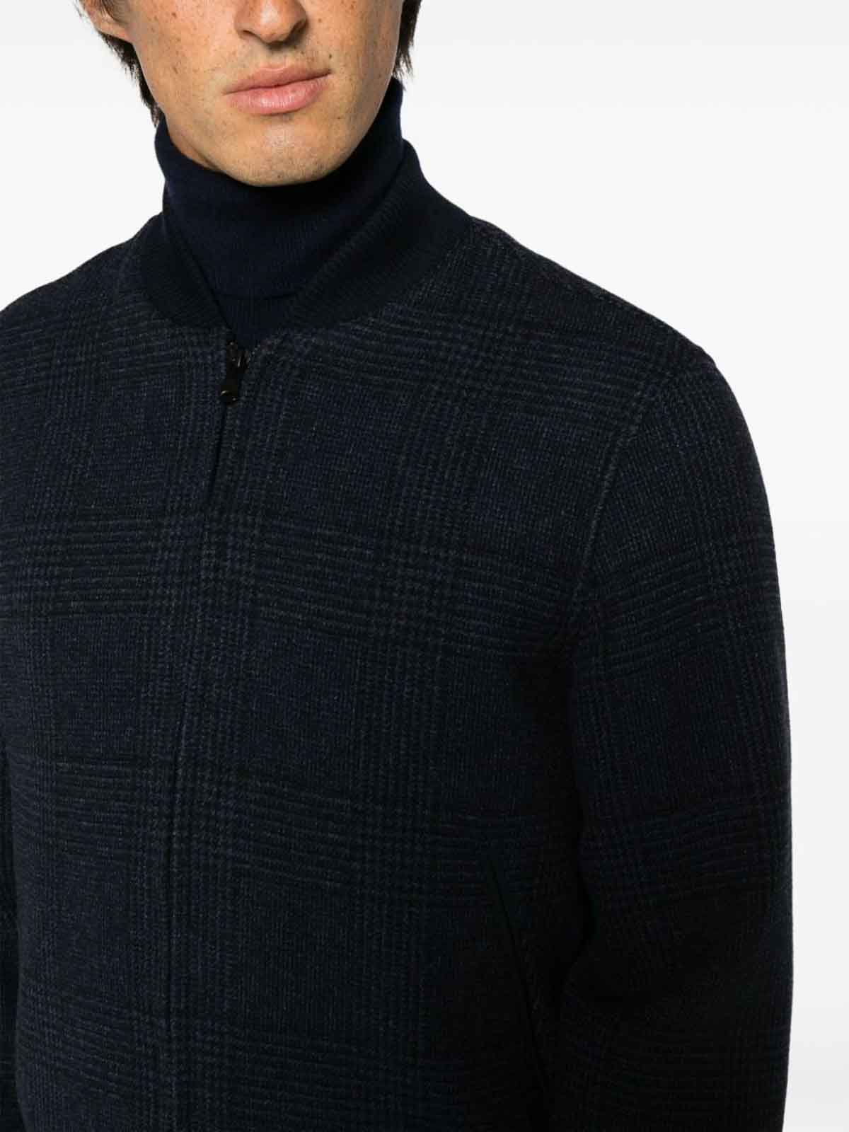 Shop Circolo 1901 Checked Wool Bomber Jacket In Blue