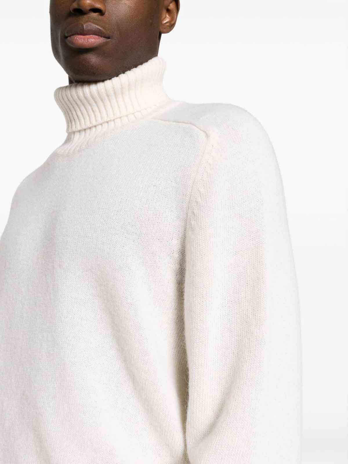 Shop Circolo 1901 Wool Turtleneck Sweater In White