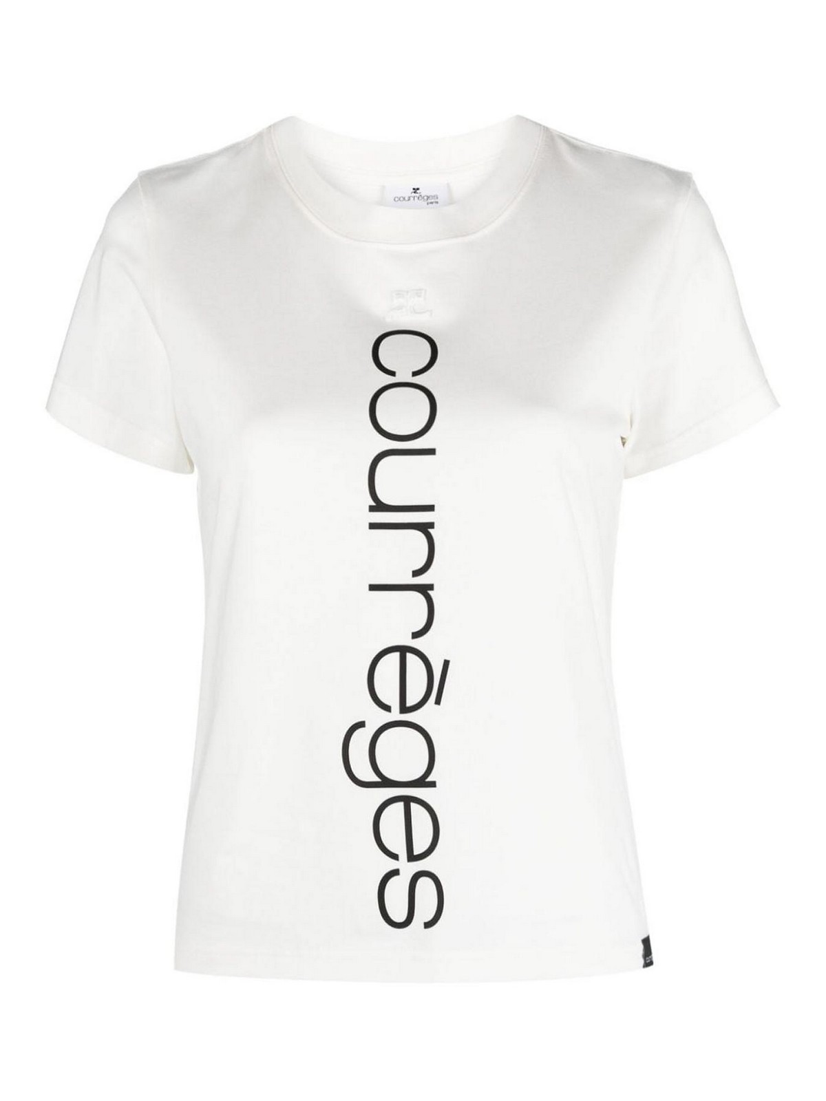 Shop Courrèges Logo Cotton T-shirt In White