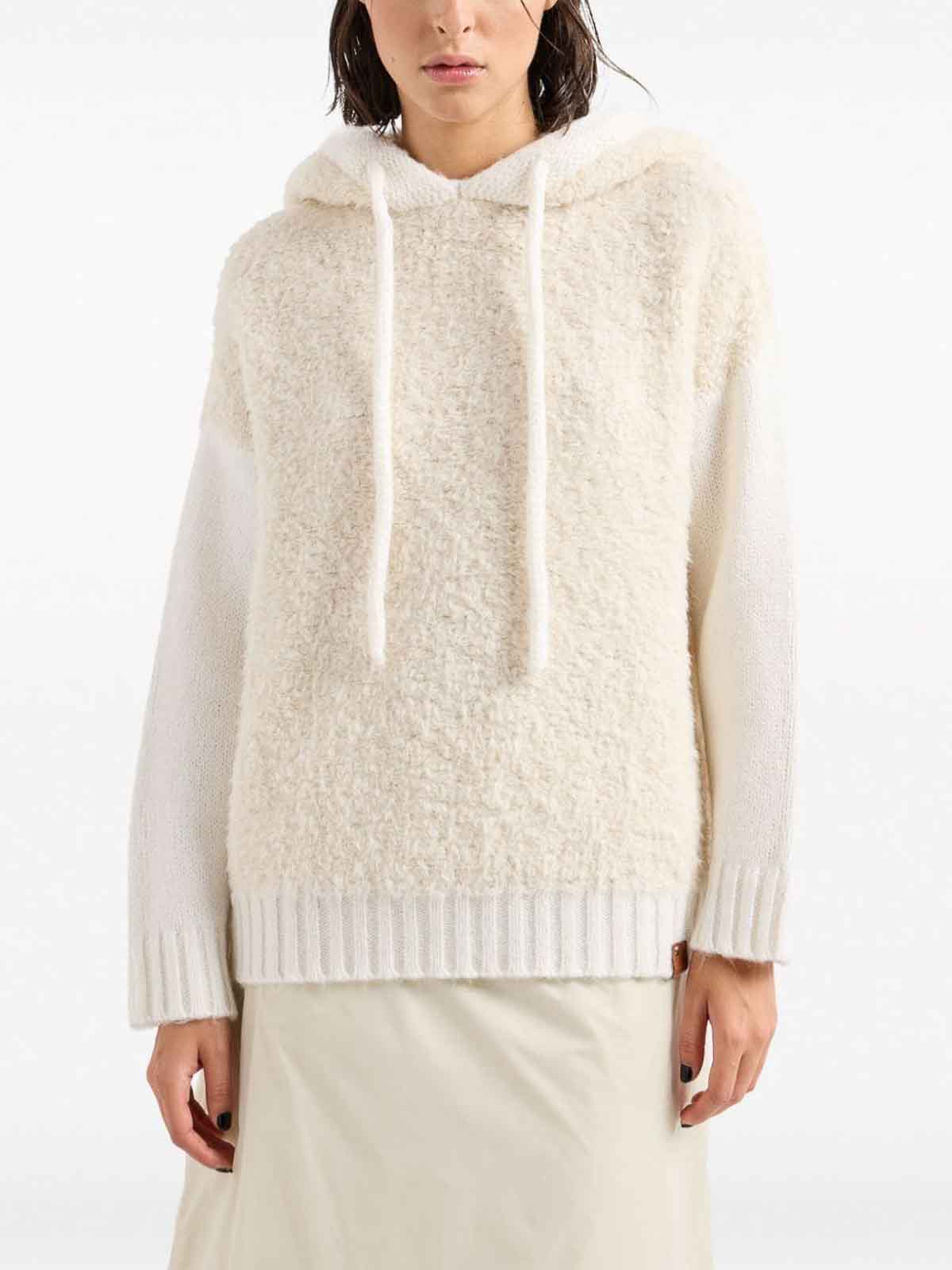 Emporio Armani Wool blend hoodie - White - Women|6R2MYP2MC5Z0138