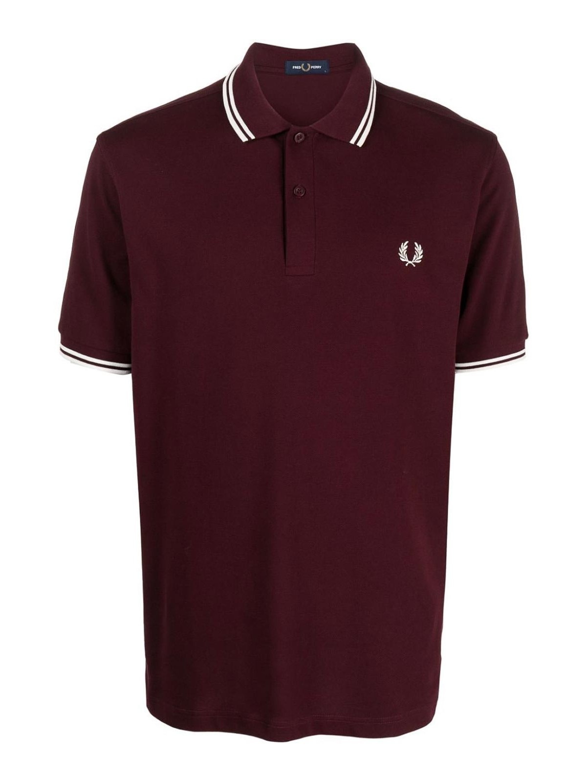 Fred Perry Logo Cotton Polo Shirt In Dark Red