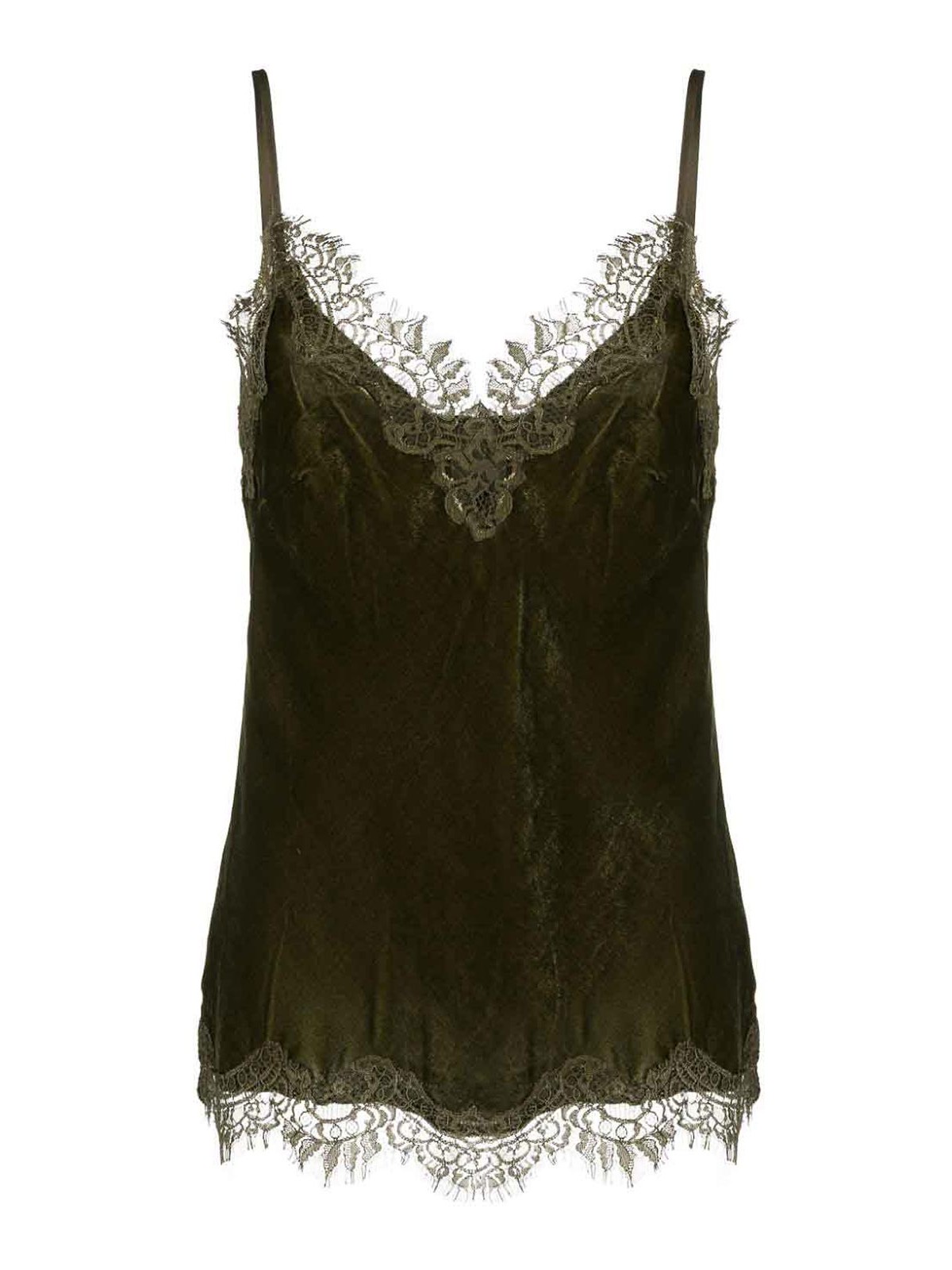 Shop Gold Hawk Lace-trim Sleeveless Top In Green