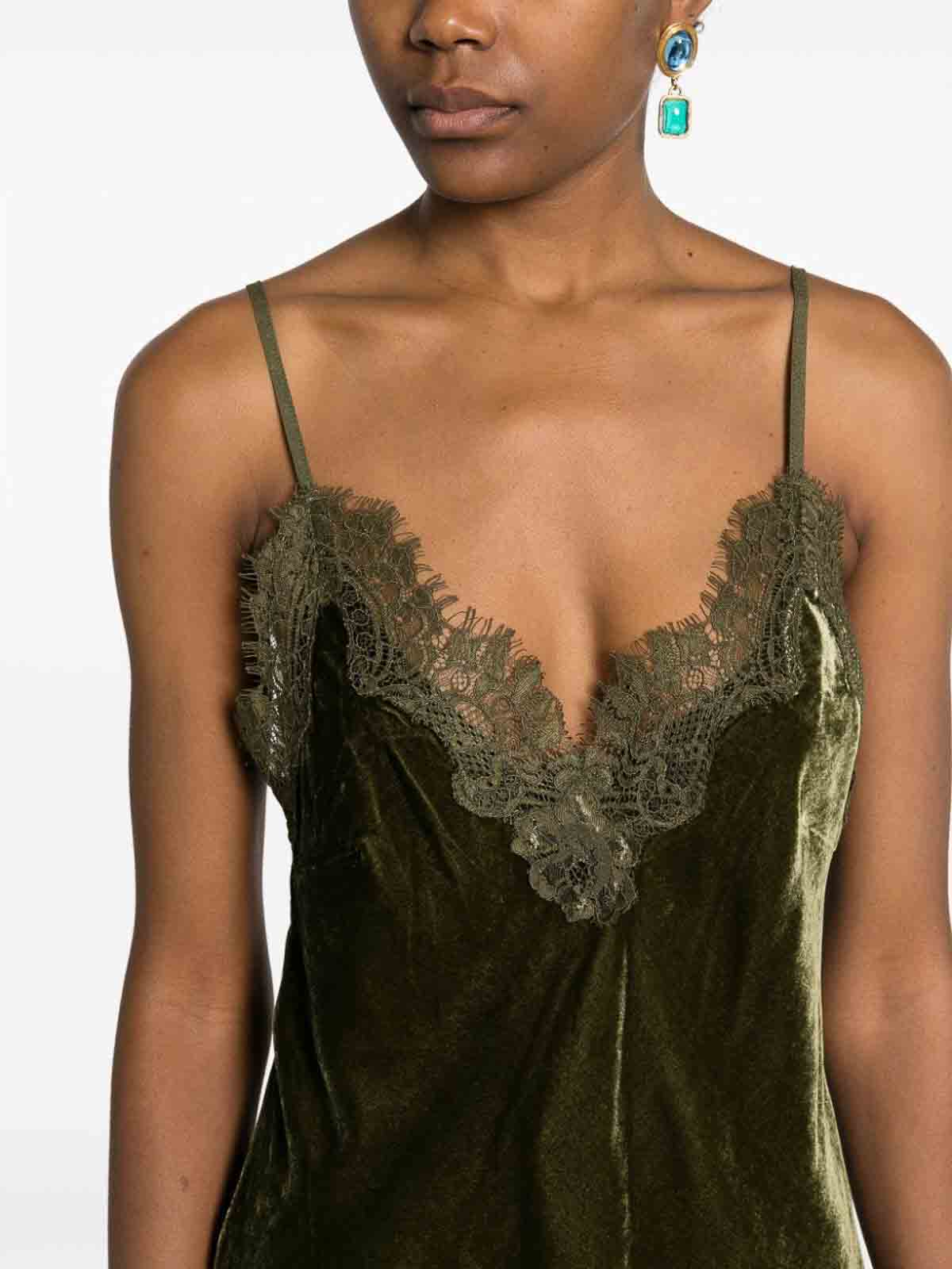 Shop Gold Hawk Lace-trim Sleeveless Top In Green