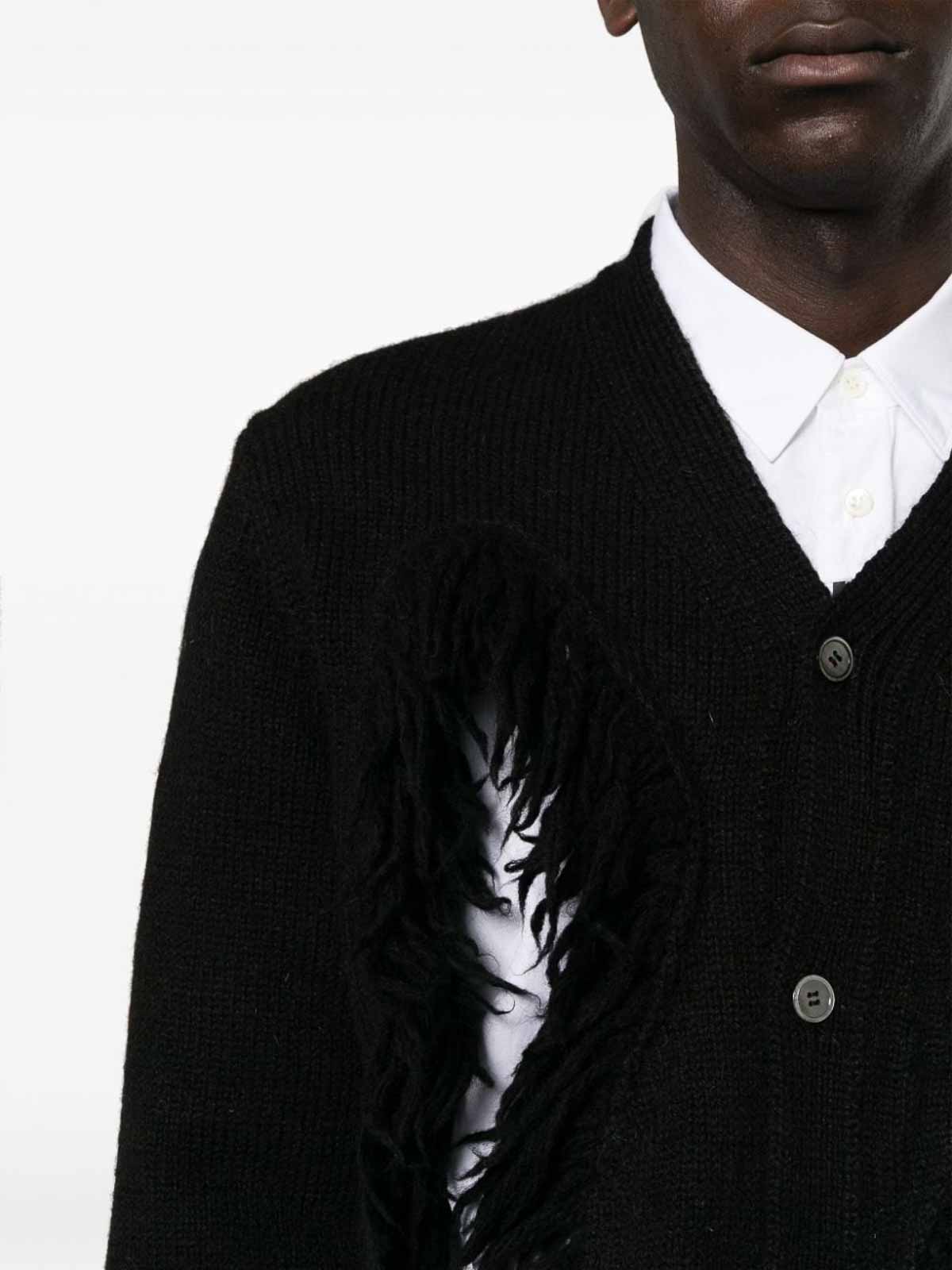 Shop Comme Des Garcons Hommes Plus Cut-out Detail Wool Cardigan In Black