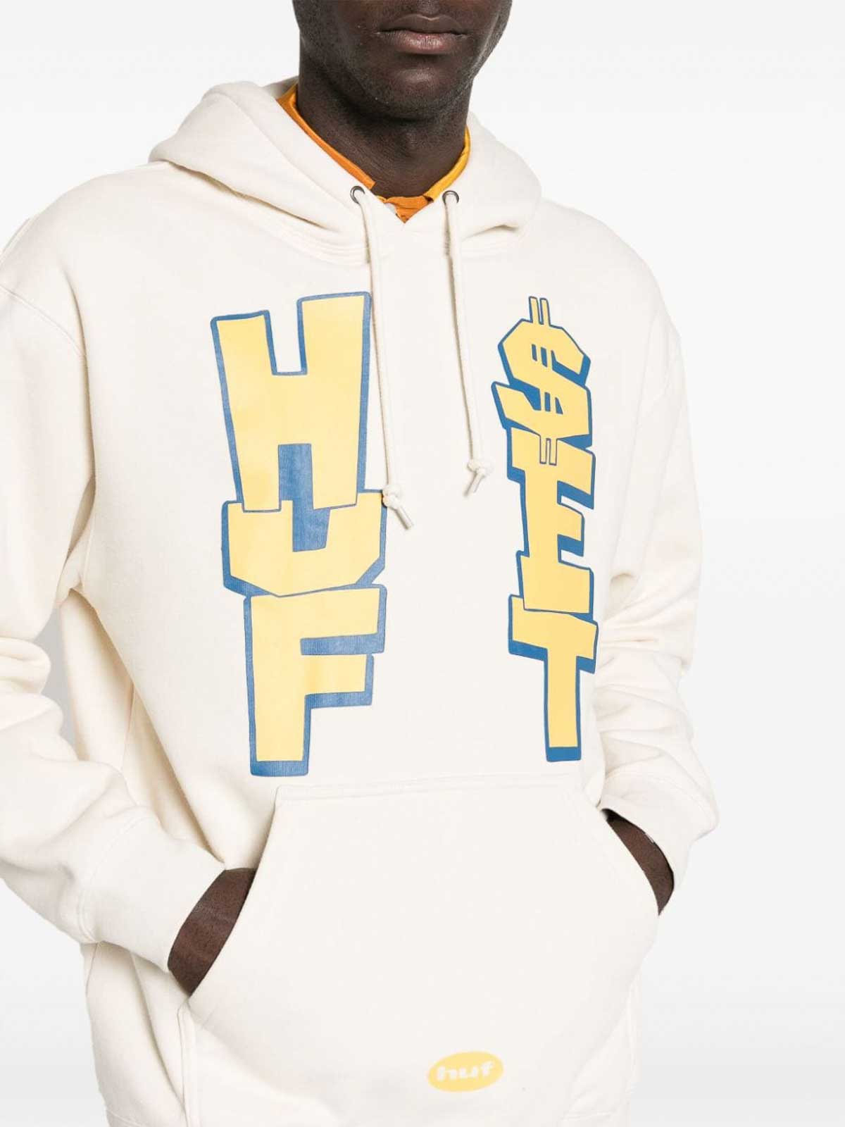Shop Huf Anthem Pullover Hoodie In Beige