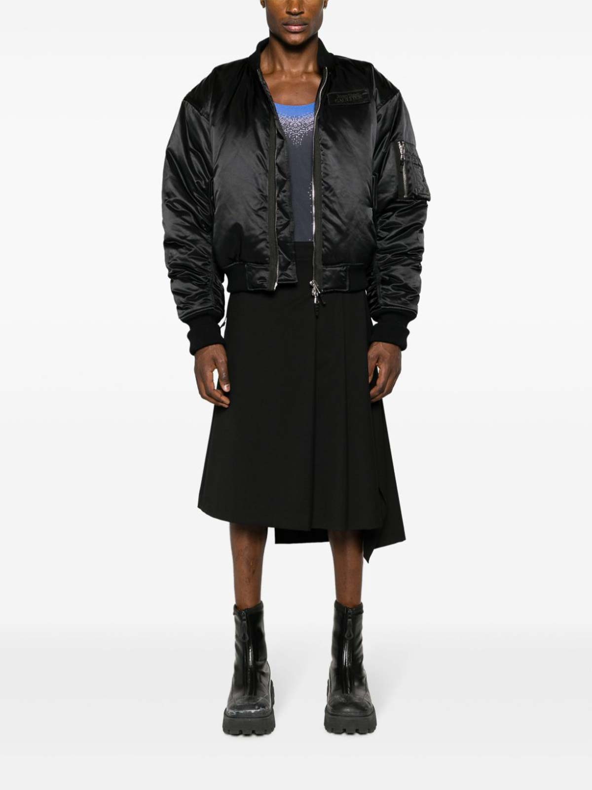 Shop Jean Paul Gaultier Embroidered Bomber Jacket In Black