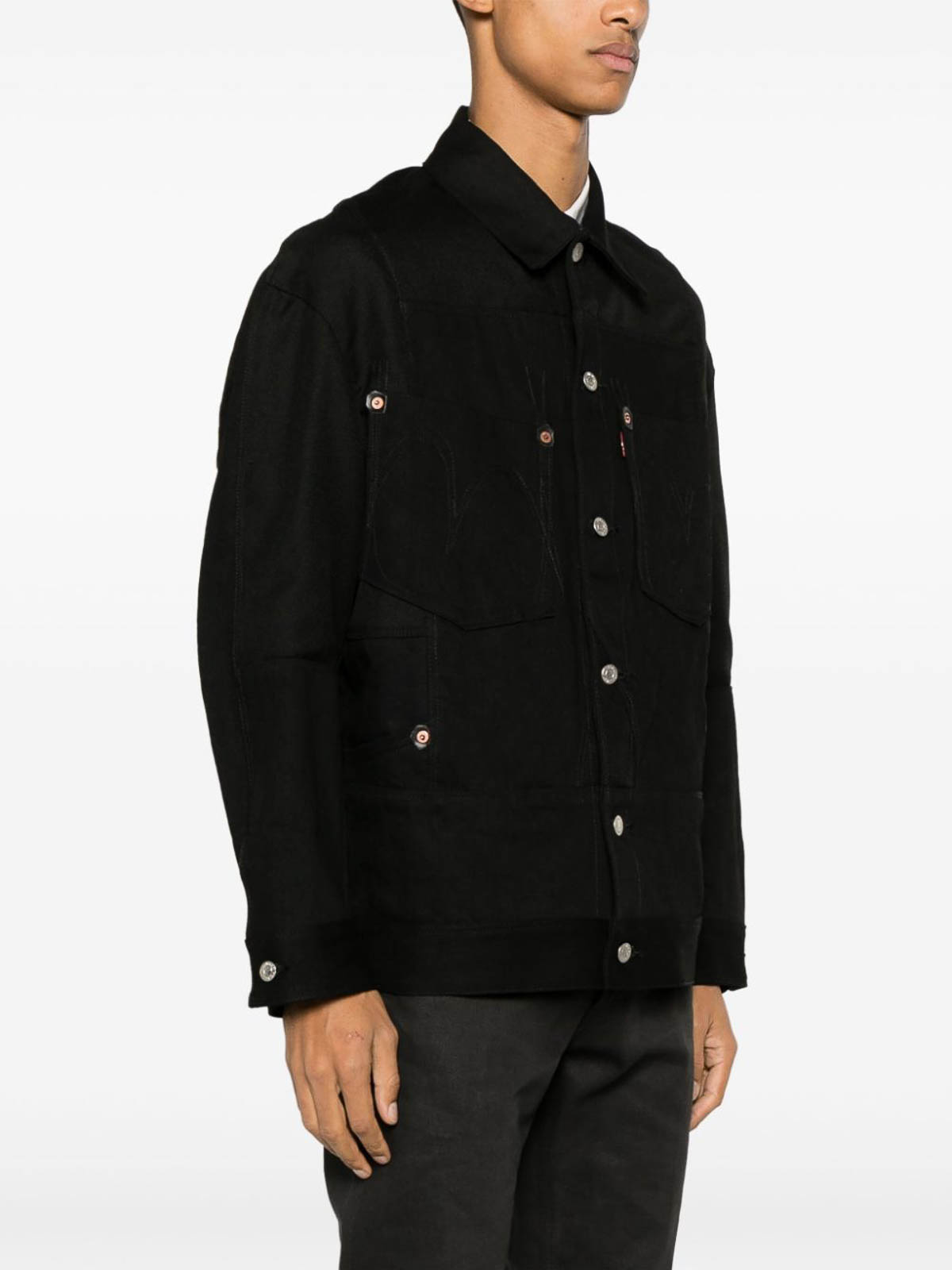 Shop Junya Watanabe Buttoned Shirt Jacket In Black