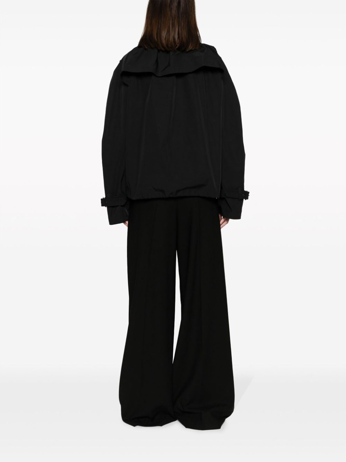 Shop Junya Watanabe Ruffled Short Coat In Black
