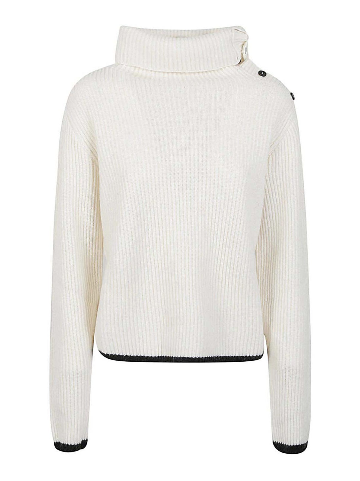 Shop Liviana Conti Wool Blend Turtleneck Sweater In White