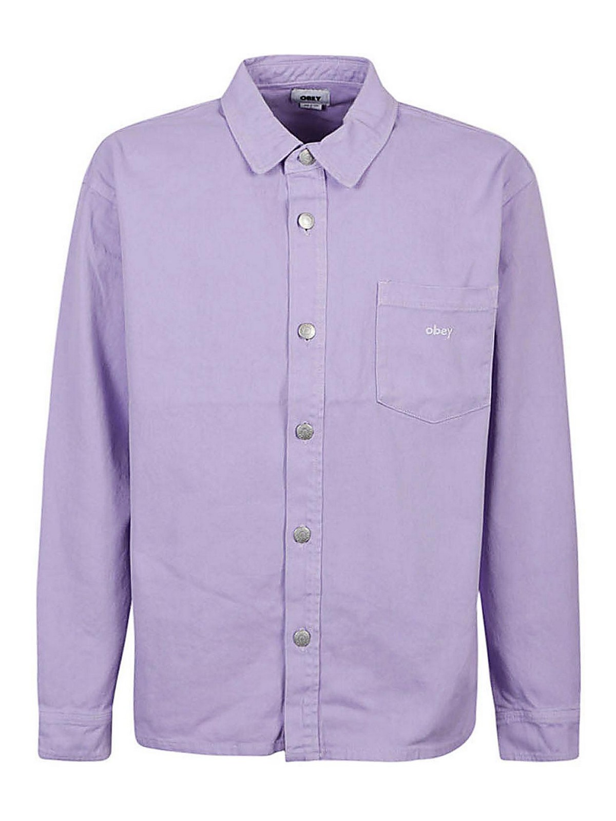Obey Magnolia Cotton Shirt In Purple