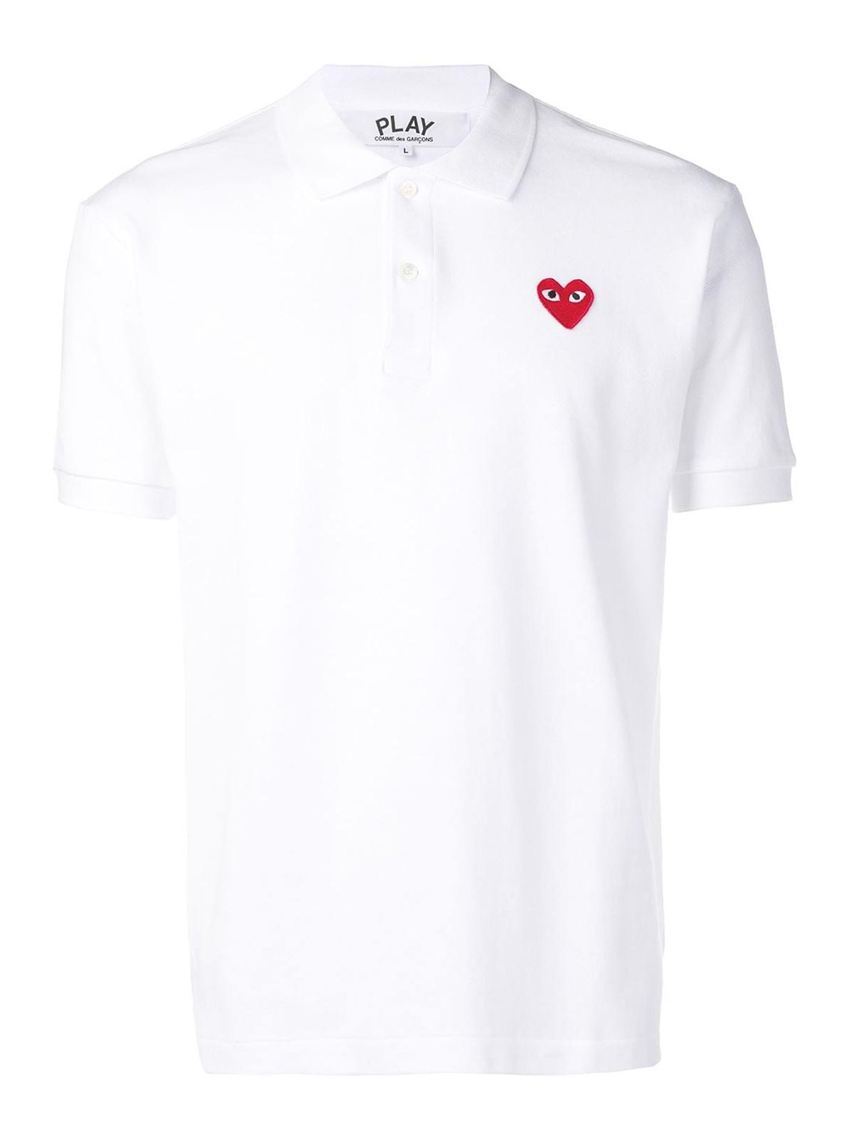 Shop Comme Des Garçons Logo Cotton Polo Shirt In White