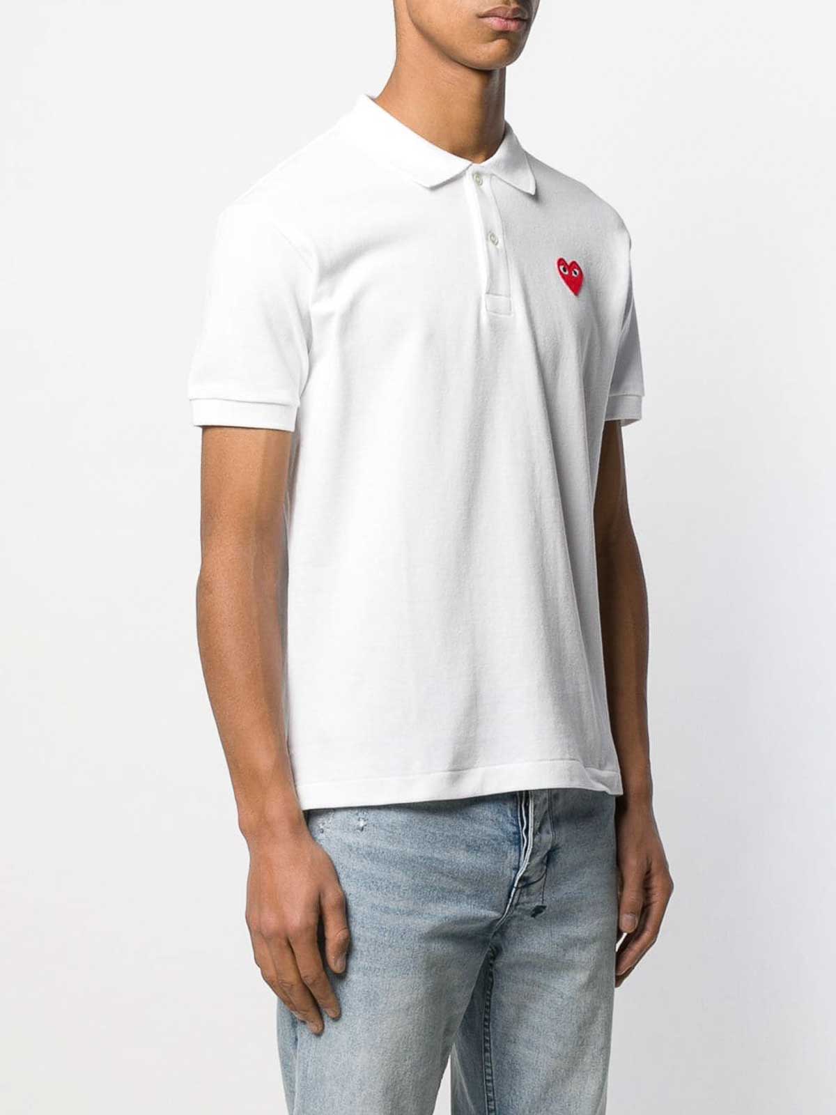 Shop Comme Des Garçons Logo Cotton Polo Shirt In White