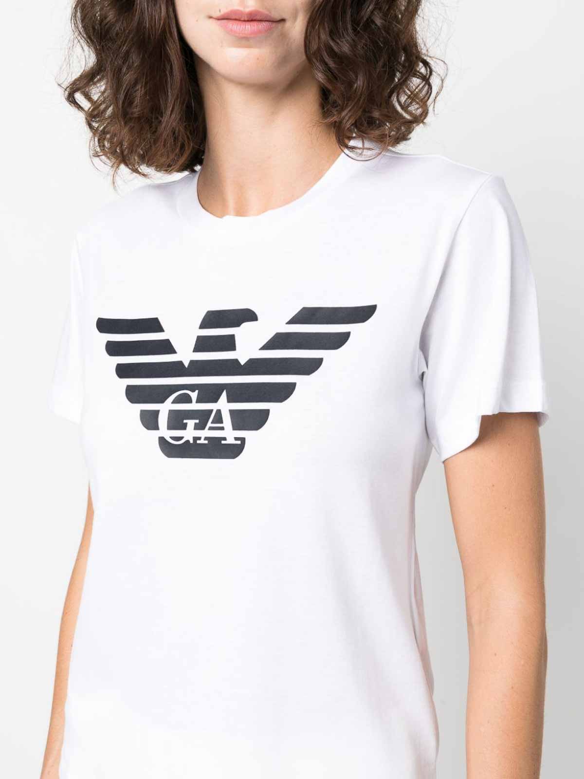 Shop Emporio Armani Logo Cotton T-shirt In White