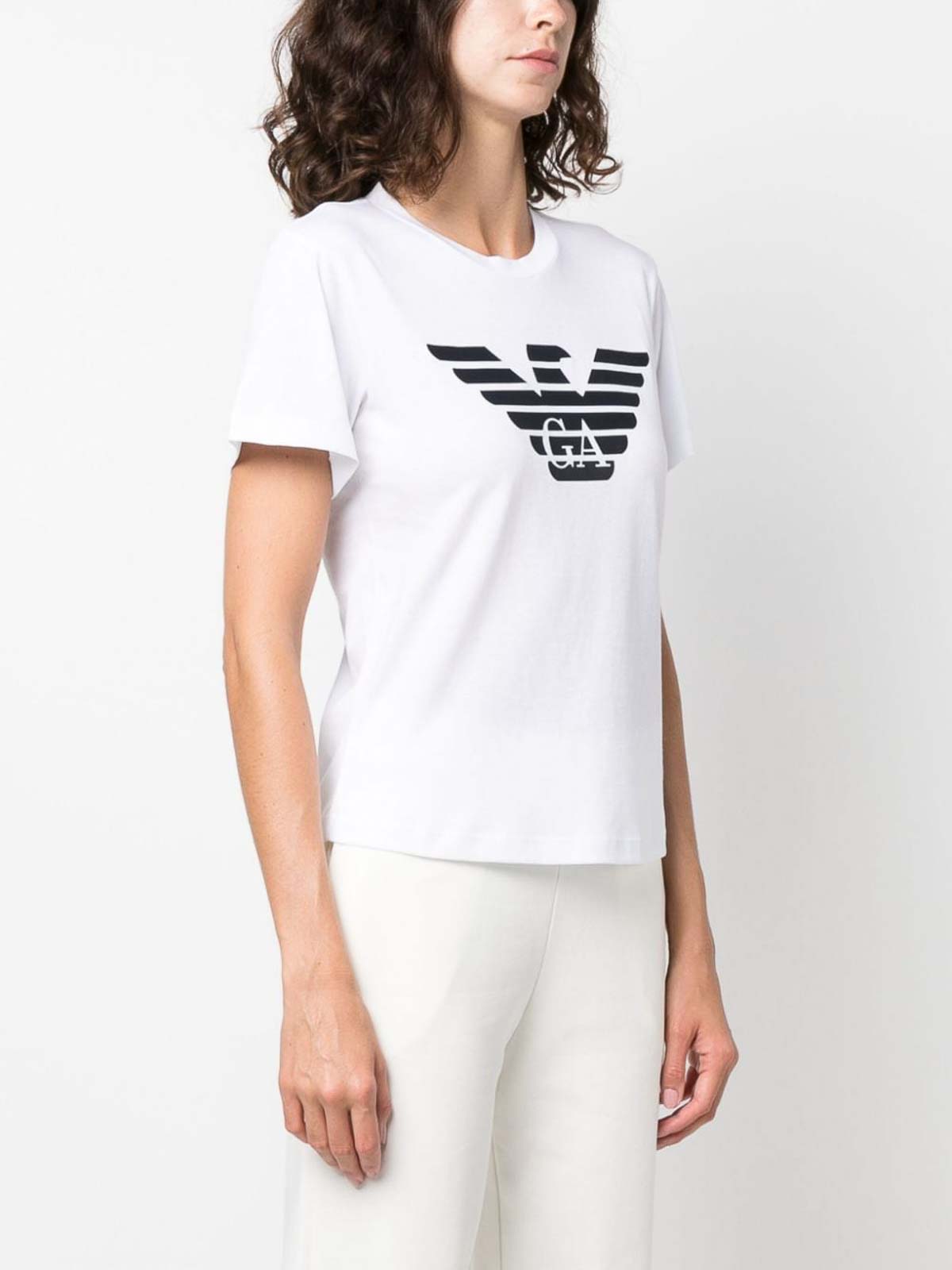 Shop Emporio Armani Logo Cotton T-shirt In White