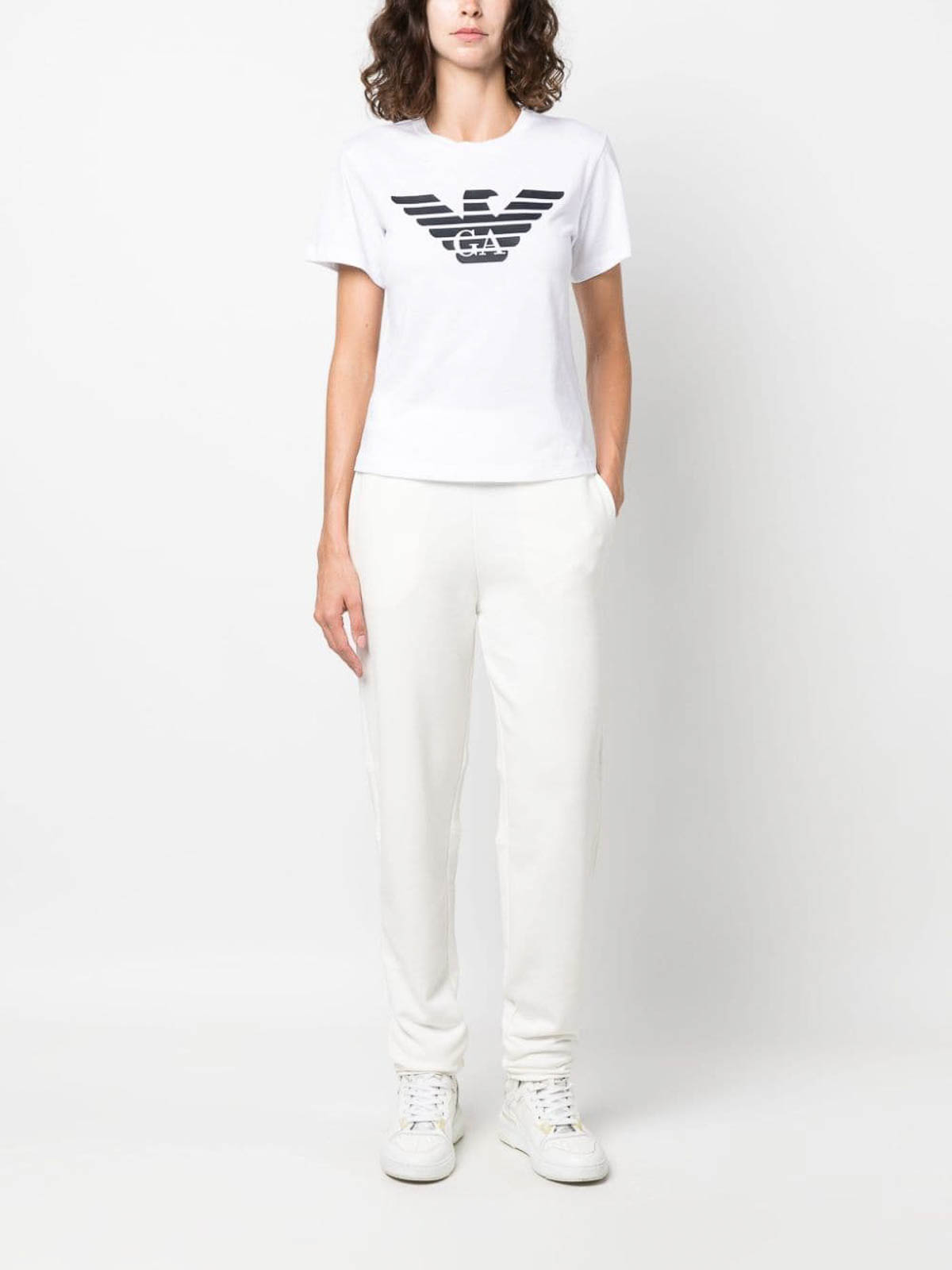 Shop Emporio Armani Logo Cotton T-shirt In White