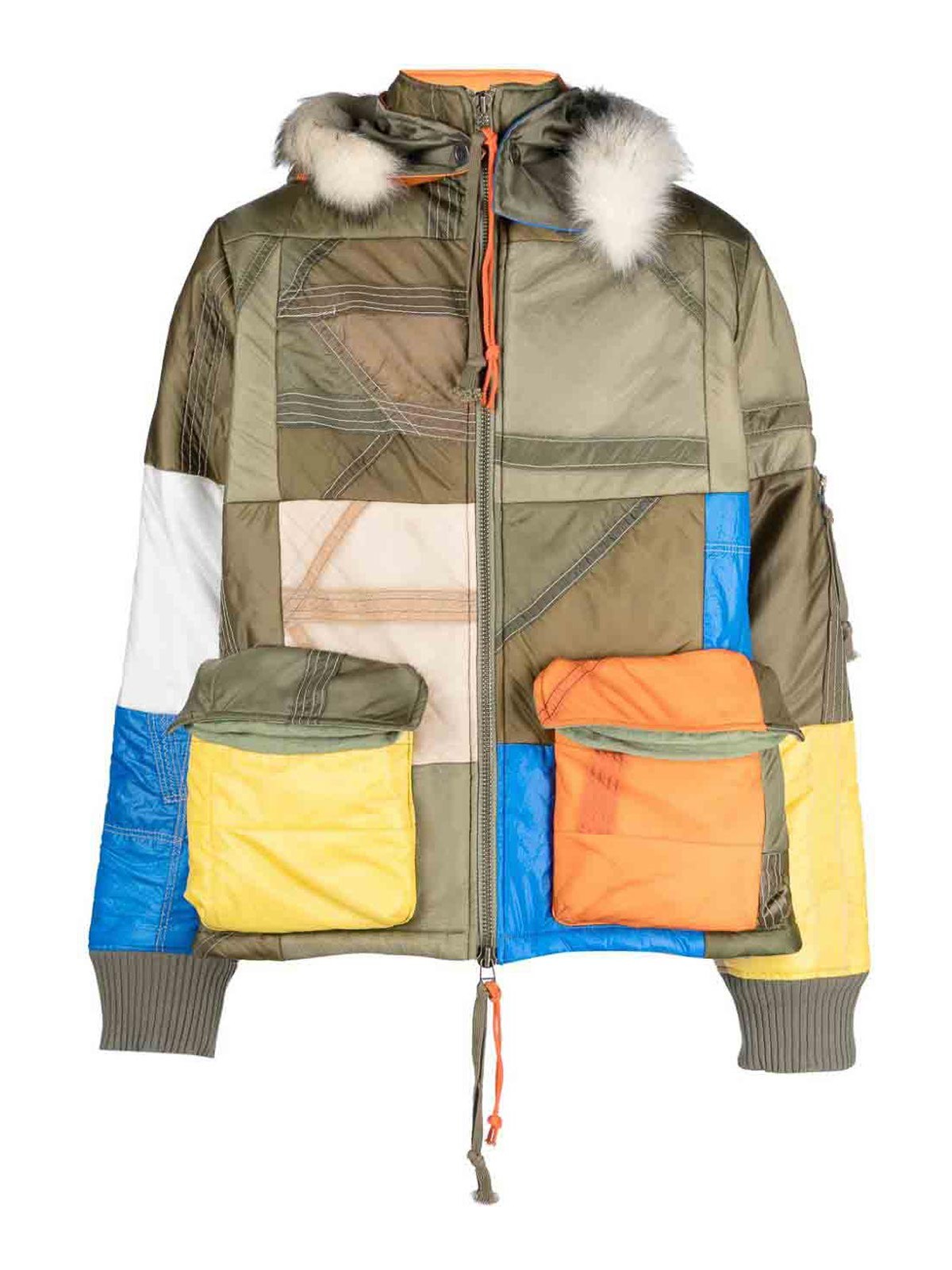 Greg Lauren Parachute Scrapwrk Color-block Panelled Jacket In Multicolor
