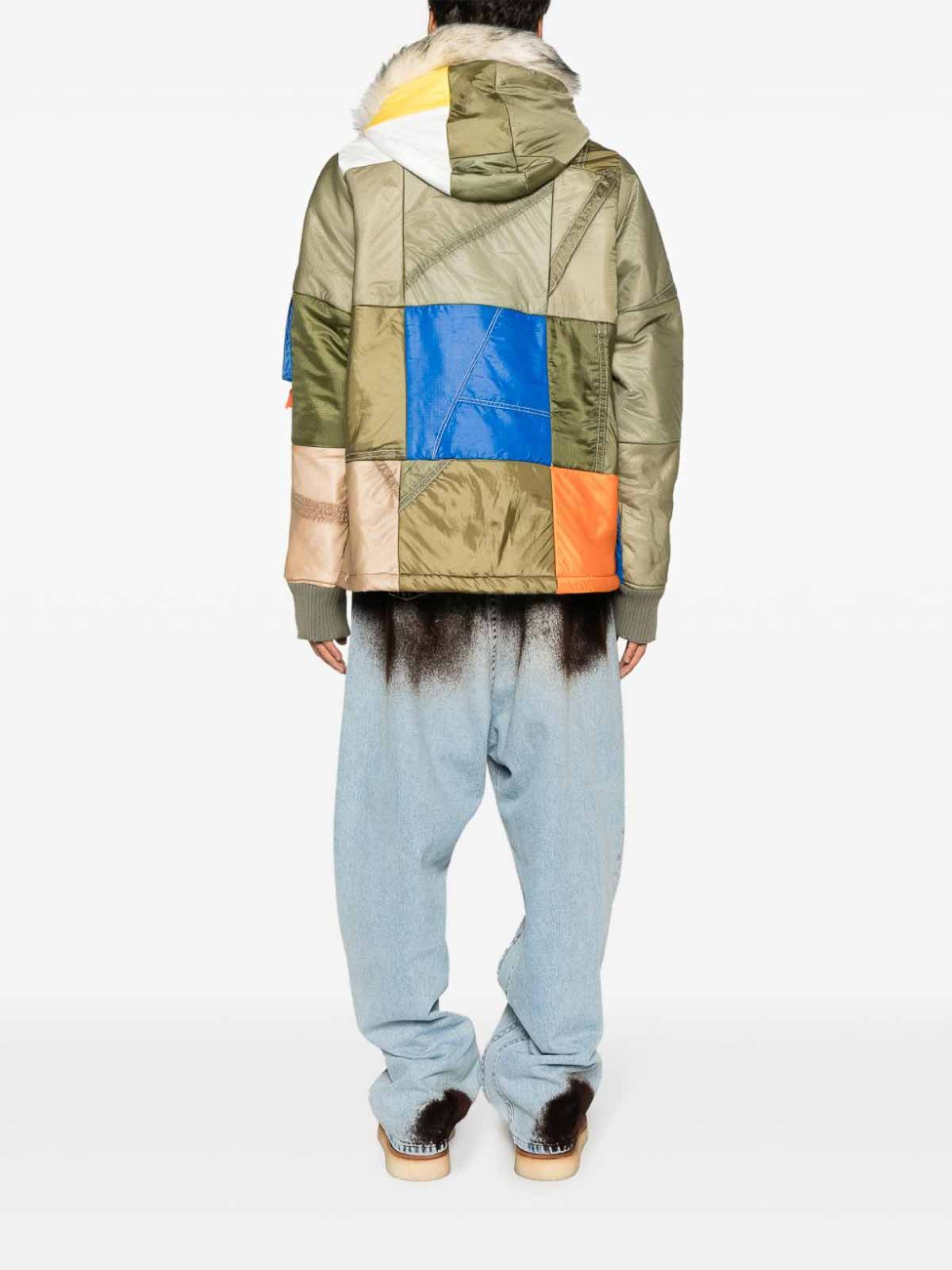 Shop Greg Lauren Scrapwork Down Jacket In Multicolour