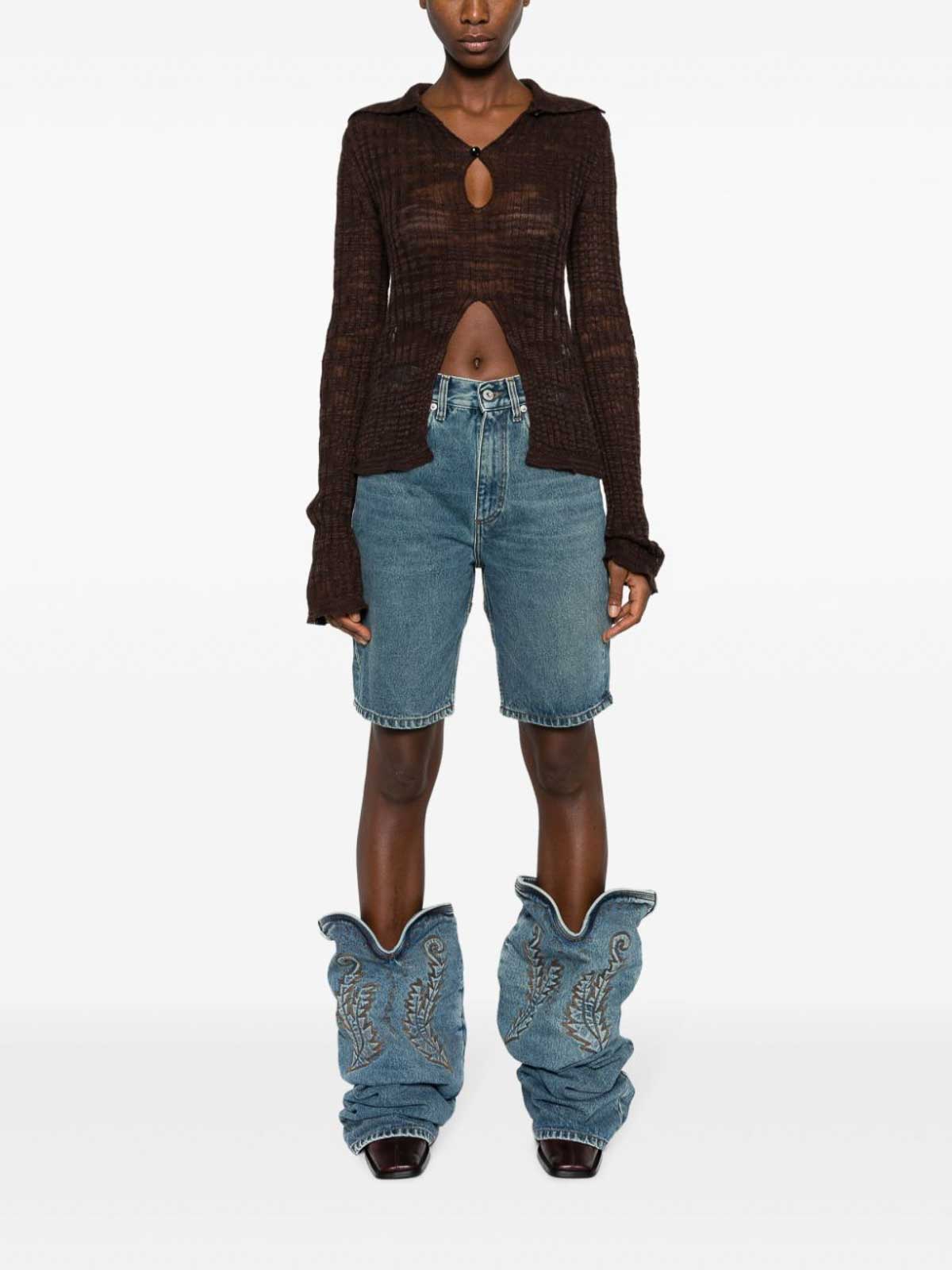 Y/Project Cowboy cuff denim jeans - Denim|JEAN36S25DVINTAGEBLUE