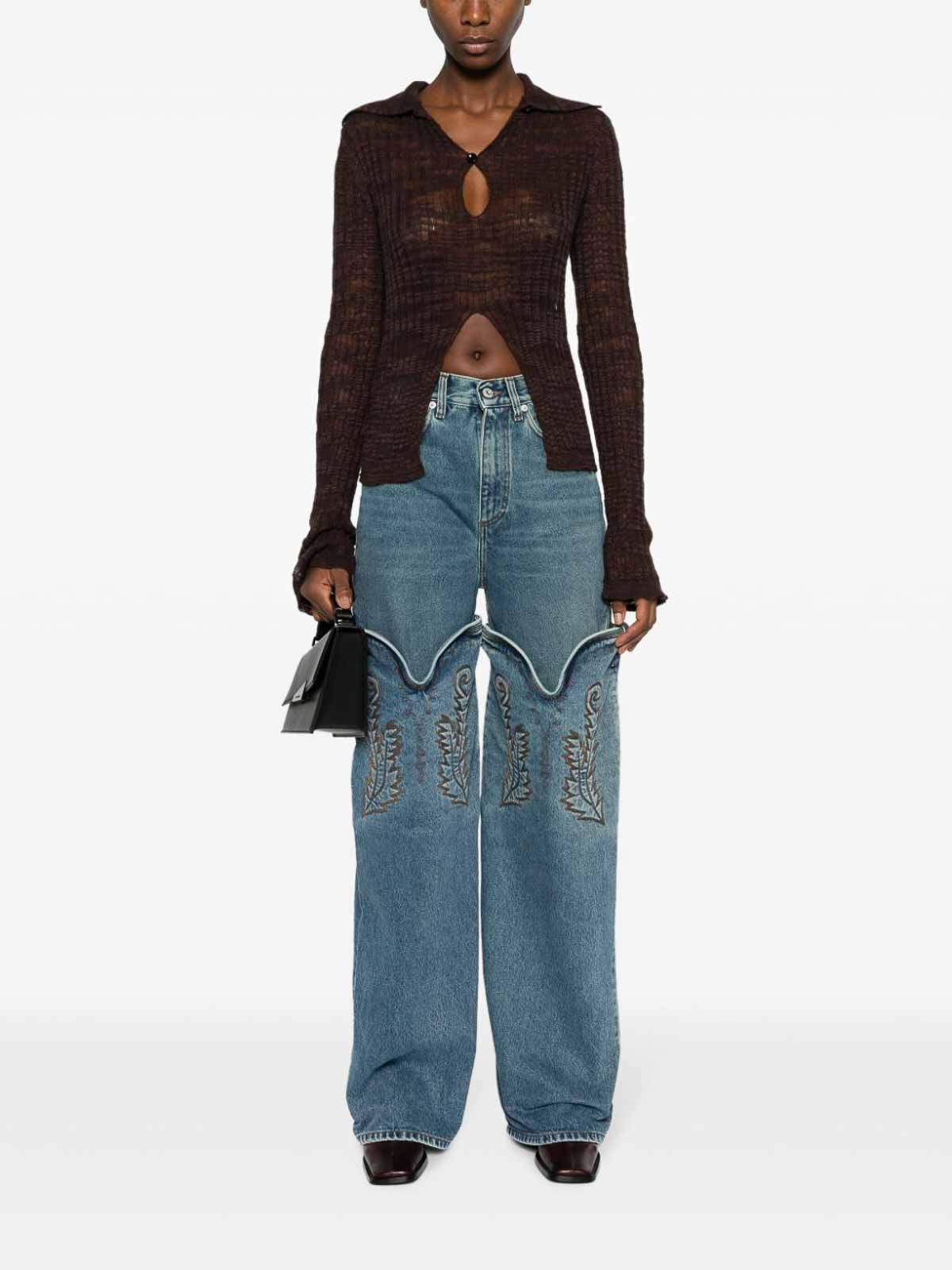 Y/Project Cowboy cuff denim jeans - Denim|JEAN36S25DVINTAGEBLUE