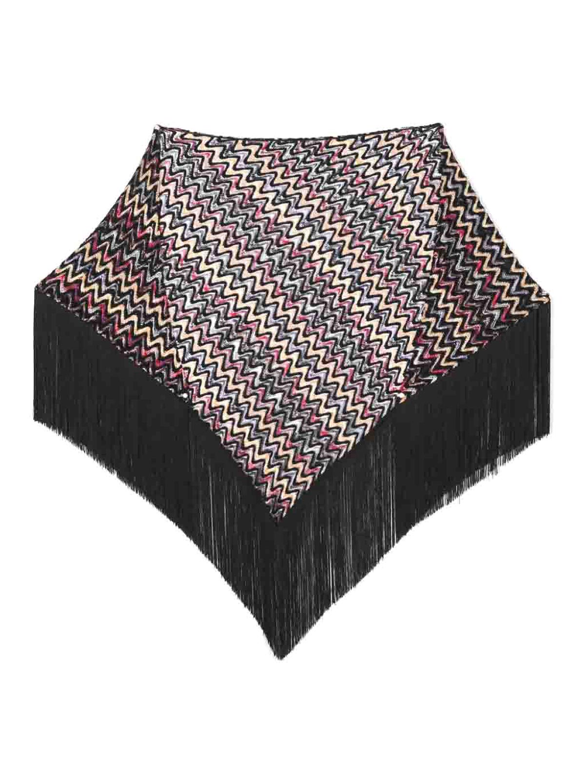 Shop Missoni Triangle Wool Blend Scarf In Black