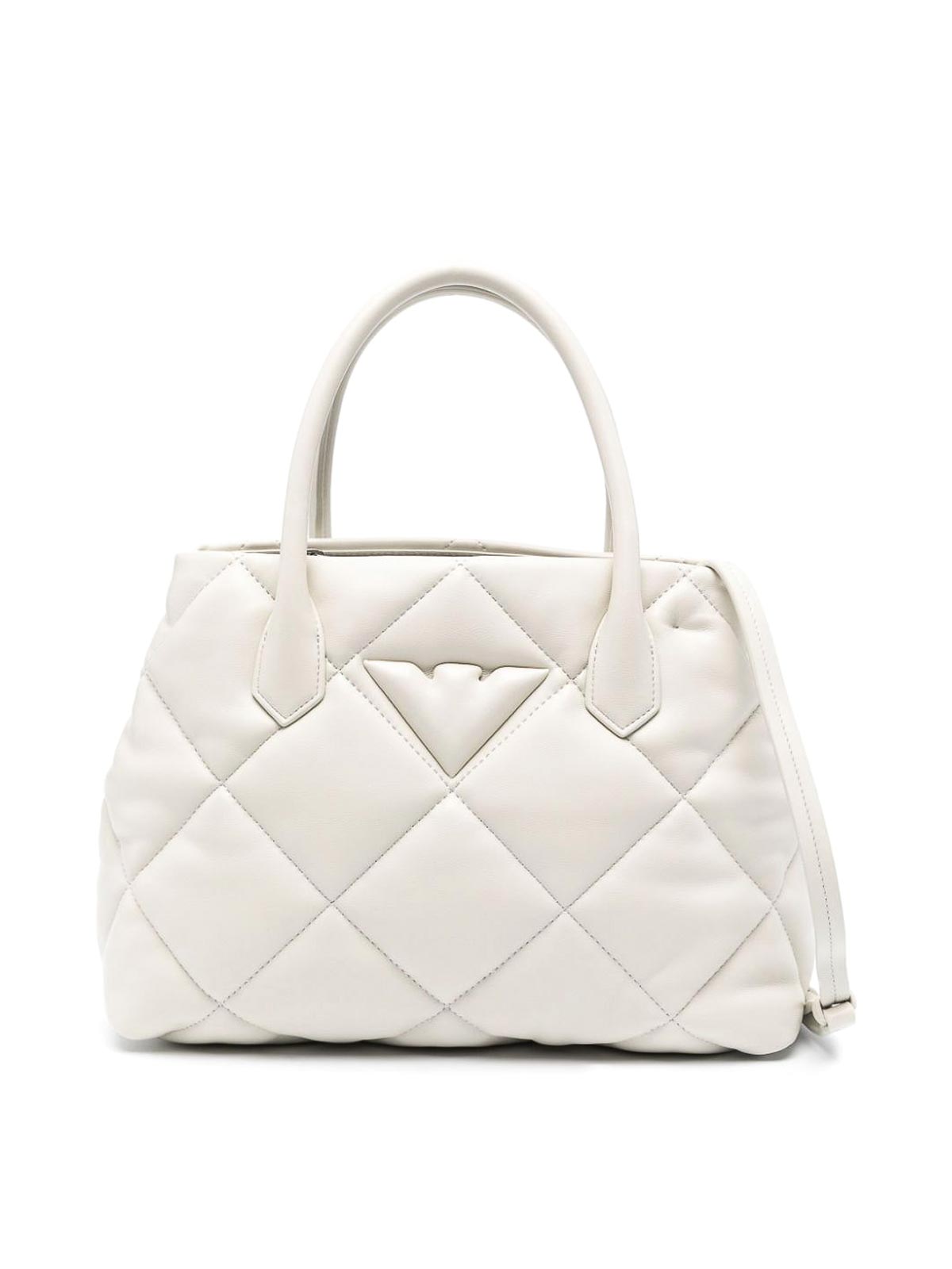Shop Emporio Armani Quilted Shopping Bag In White