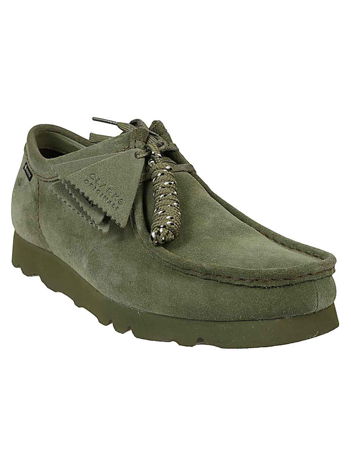 Clarks Wallabee gtx suede leather shoes|26174044WALLABEEGTXLODENGREEN