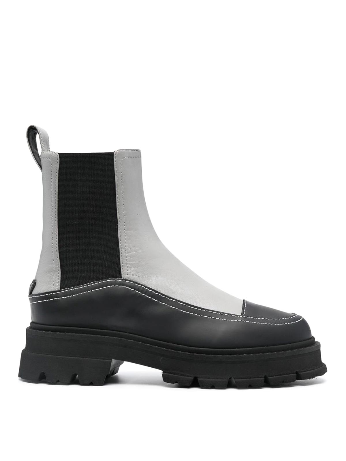 E'clat Leather Chelsea Boots In Grey