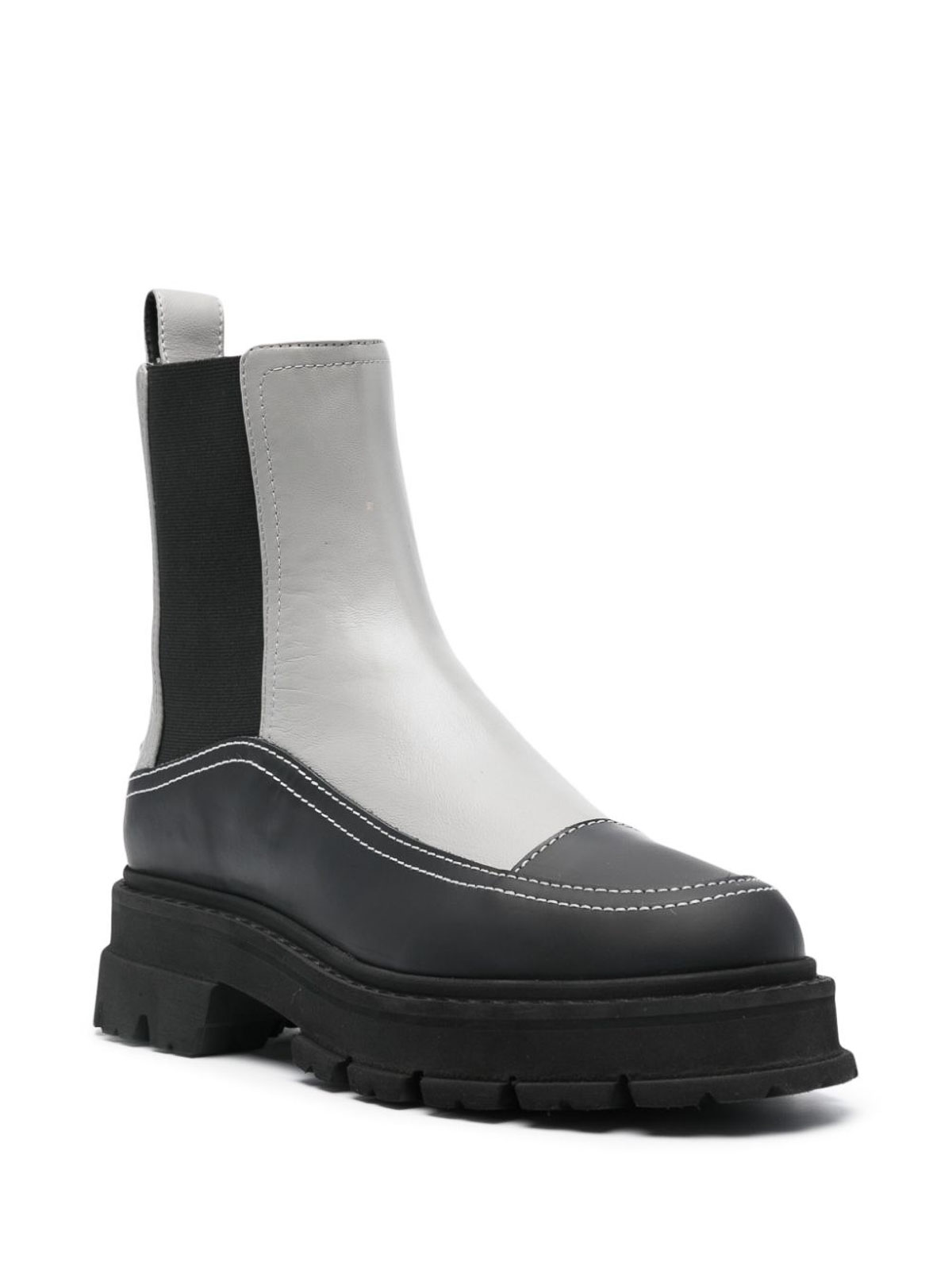 Shop E'clat Leather Chelsea Boots In Grey