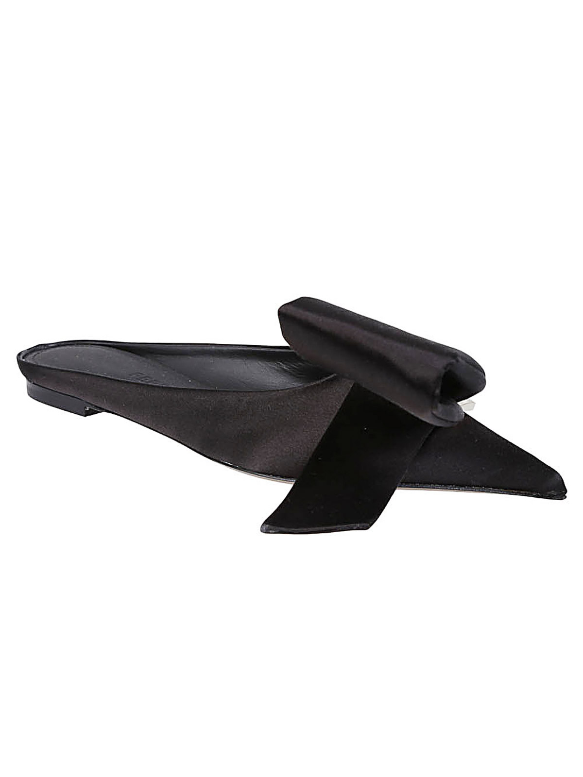 Shop Ferragamo Maxi Bow Leather Slippers In Black