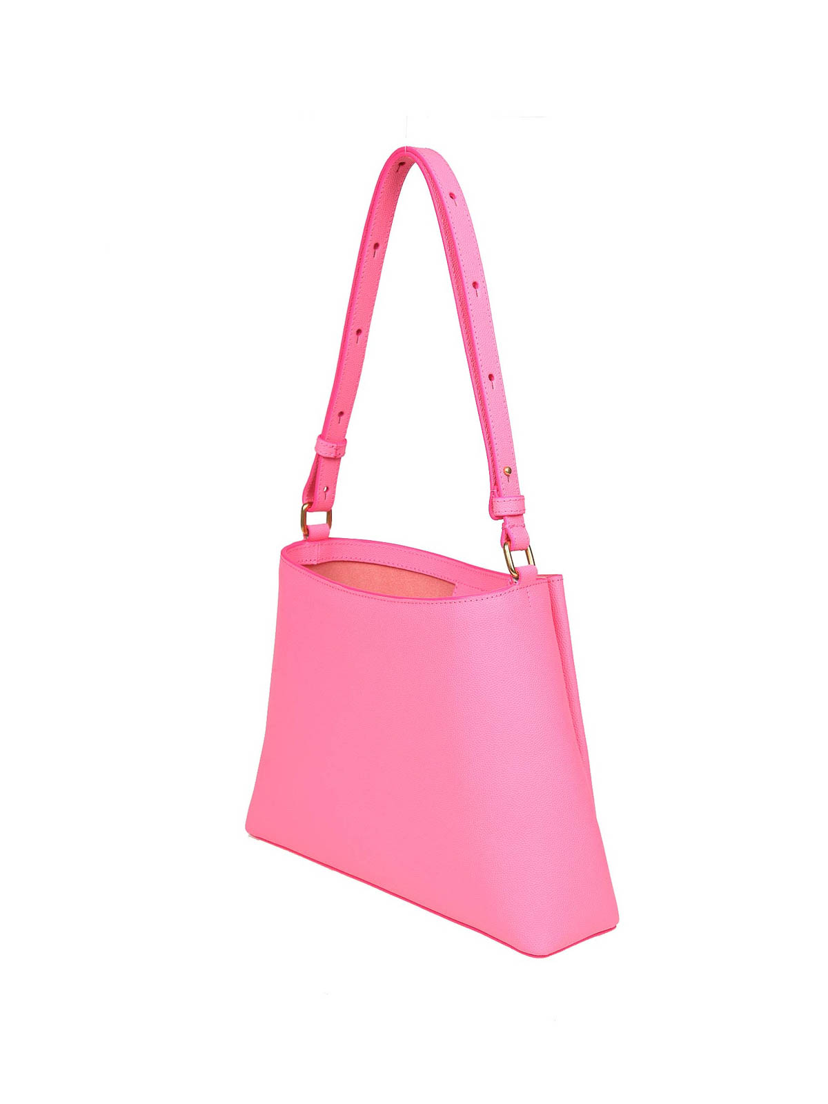 Shop Balmain Emblem Shoulder Bag In Pink Leather In Rosado