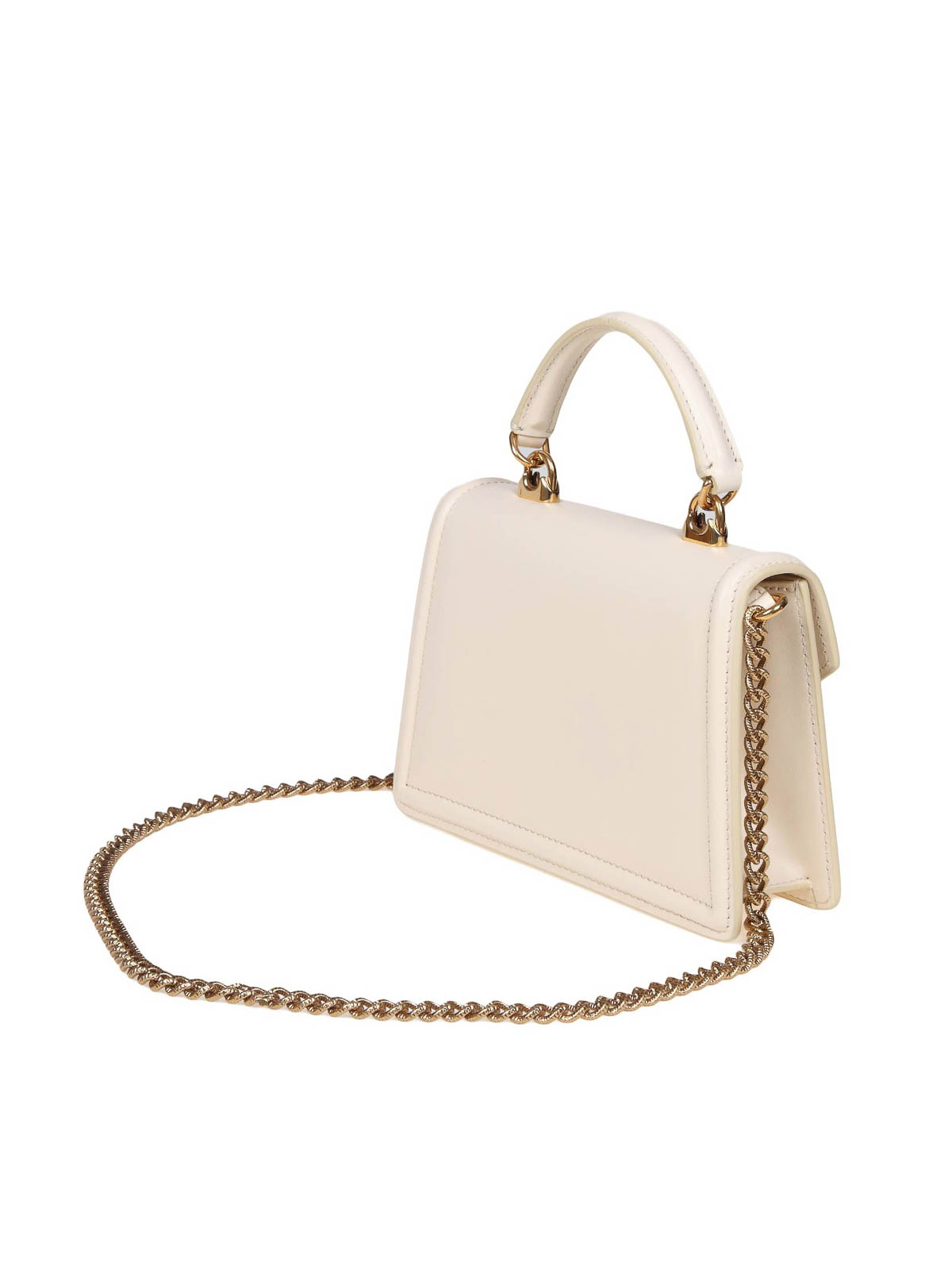 Shop Dolce & Gabbana Small Devotion Handbag In Butter Leather In Crema