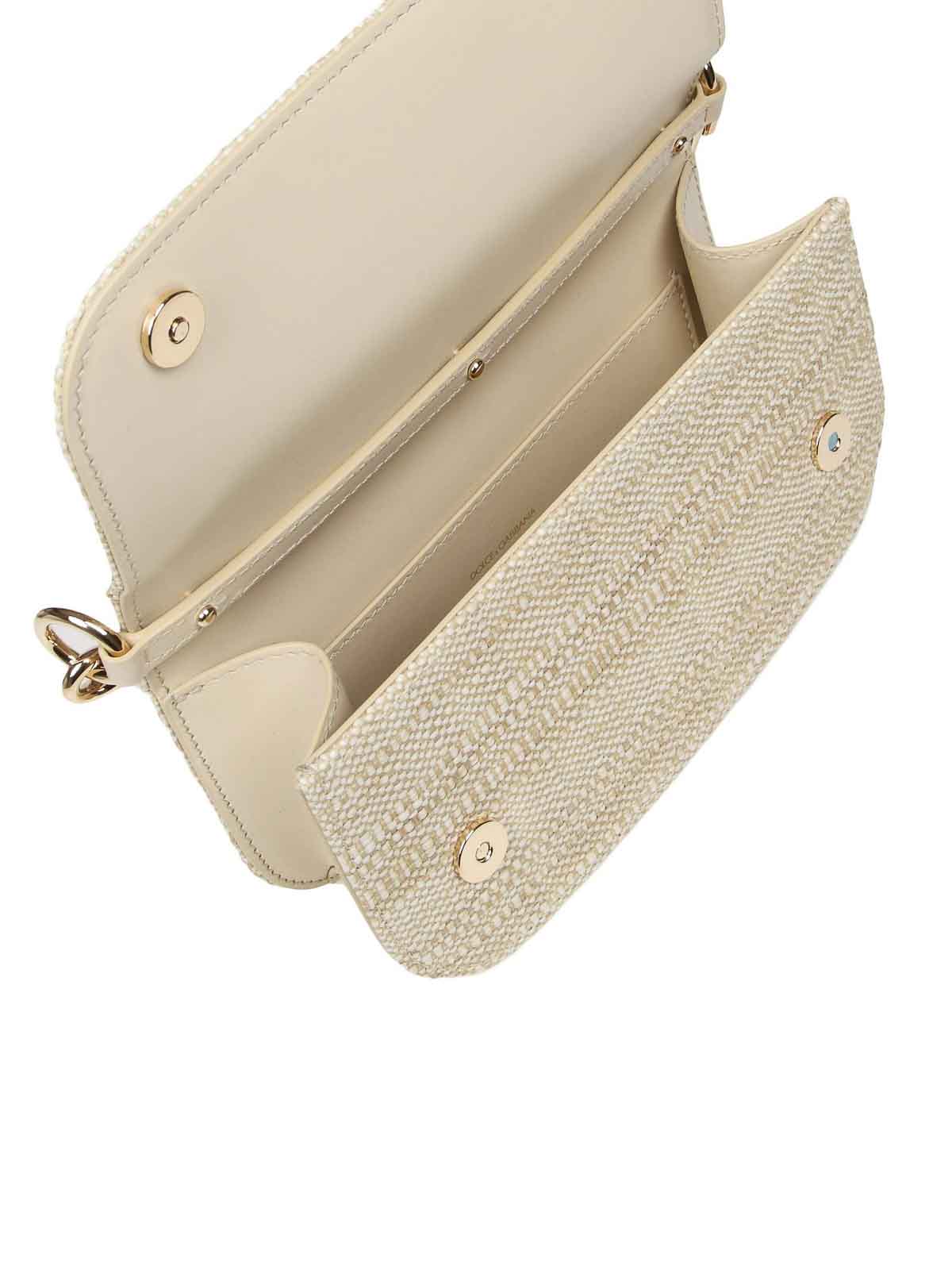 Shop Dolce & Gabbana 35 Handbag In Beige Raffia In Beis Claro