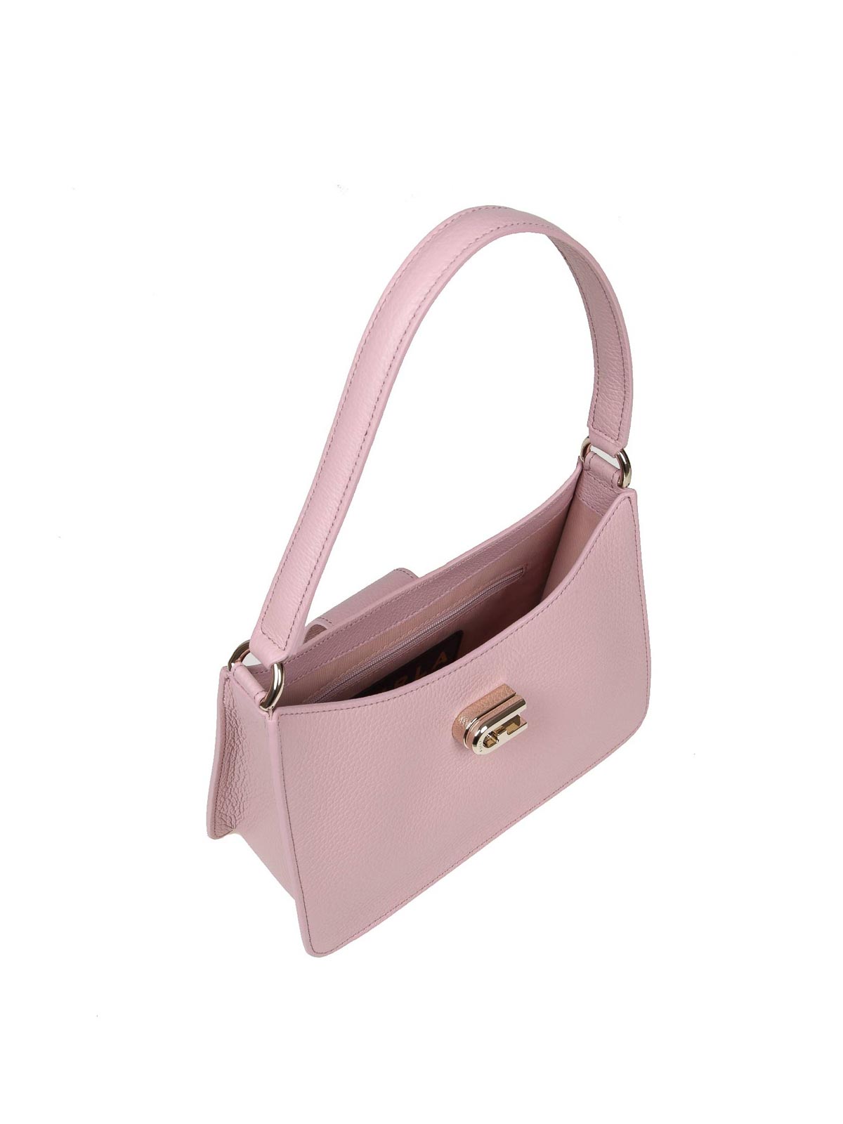 Shop Furla 1927 S Shoulder Bag In Soft Pink Leather In Dorado