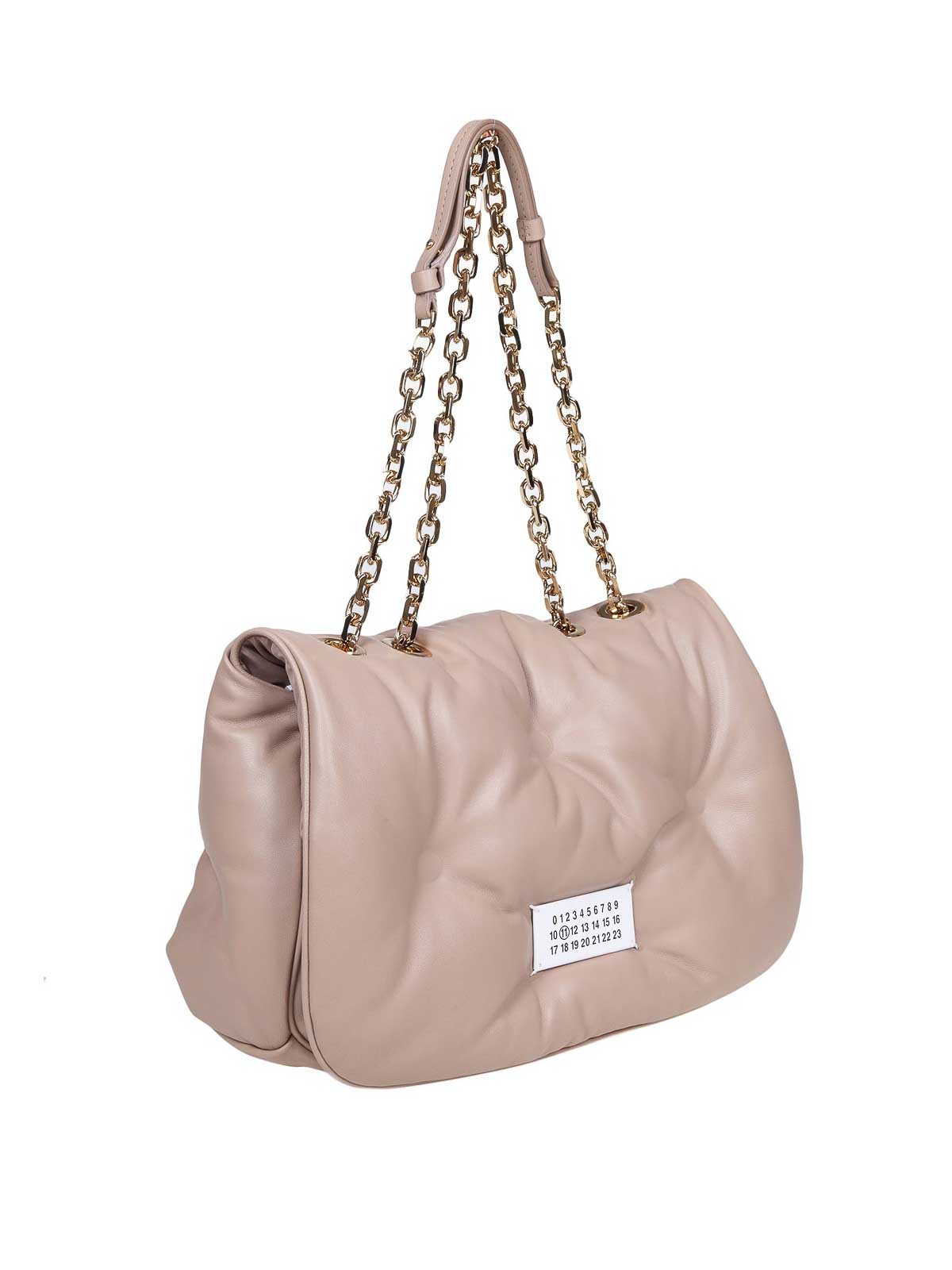 Shop Maison Margiela Glam Slam Bag In Matelasse Leather In Beis