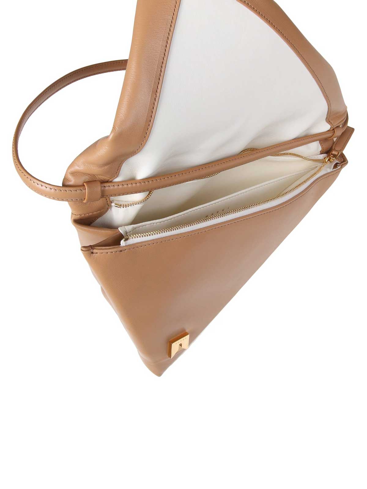 Marni Triangle prism bag in beige leather | SBMP0142U0P603900W41