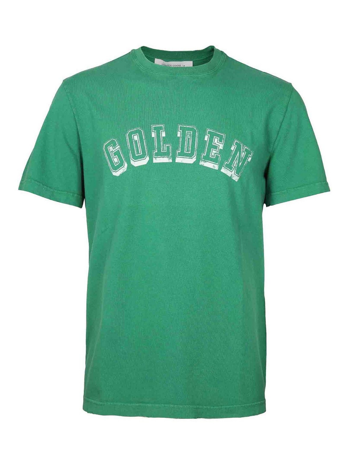 Shop Golden Goose Journey Green Cotton T-shirt