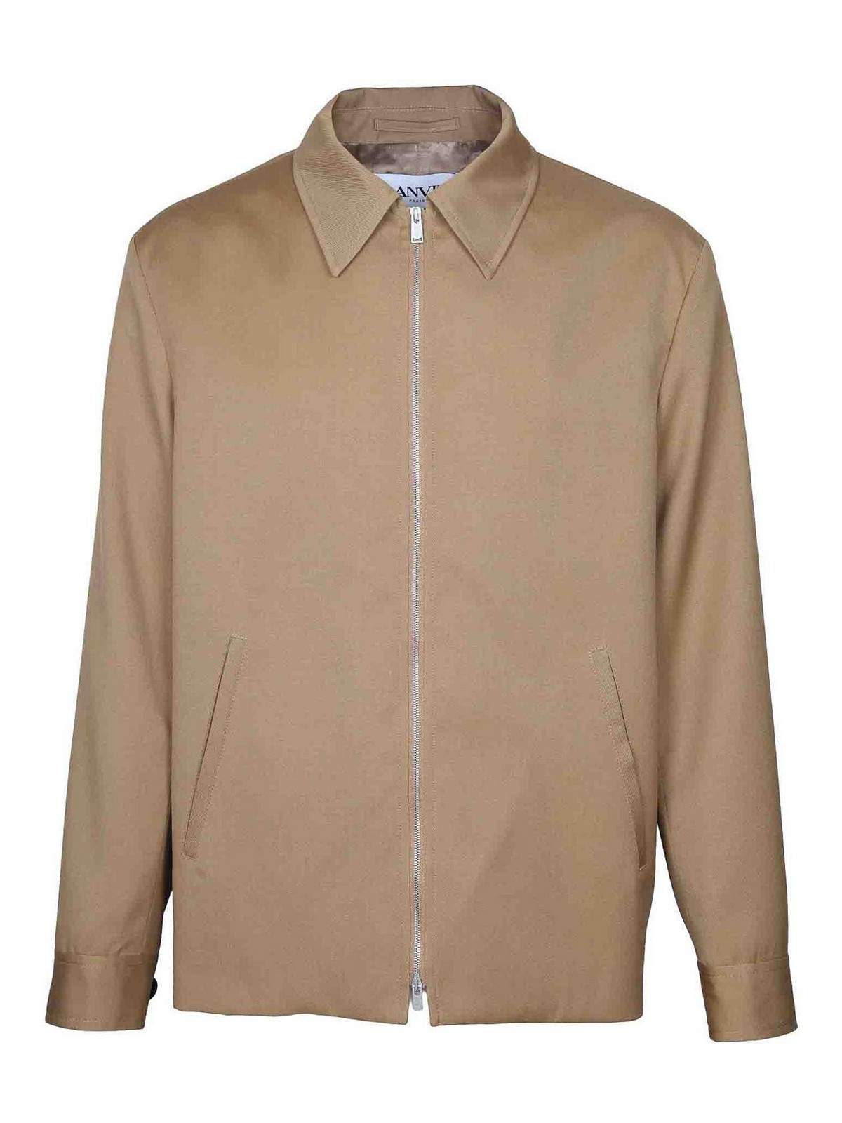 Shop Lanvin Desert-colored Zip-up Wool Jacket In Dark Beige