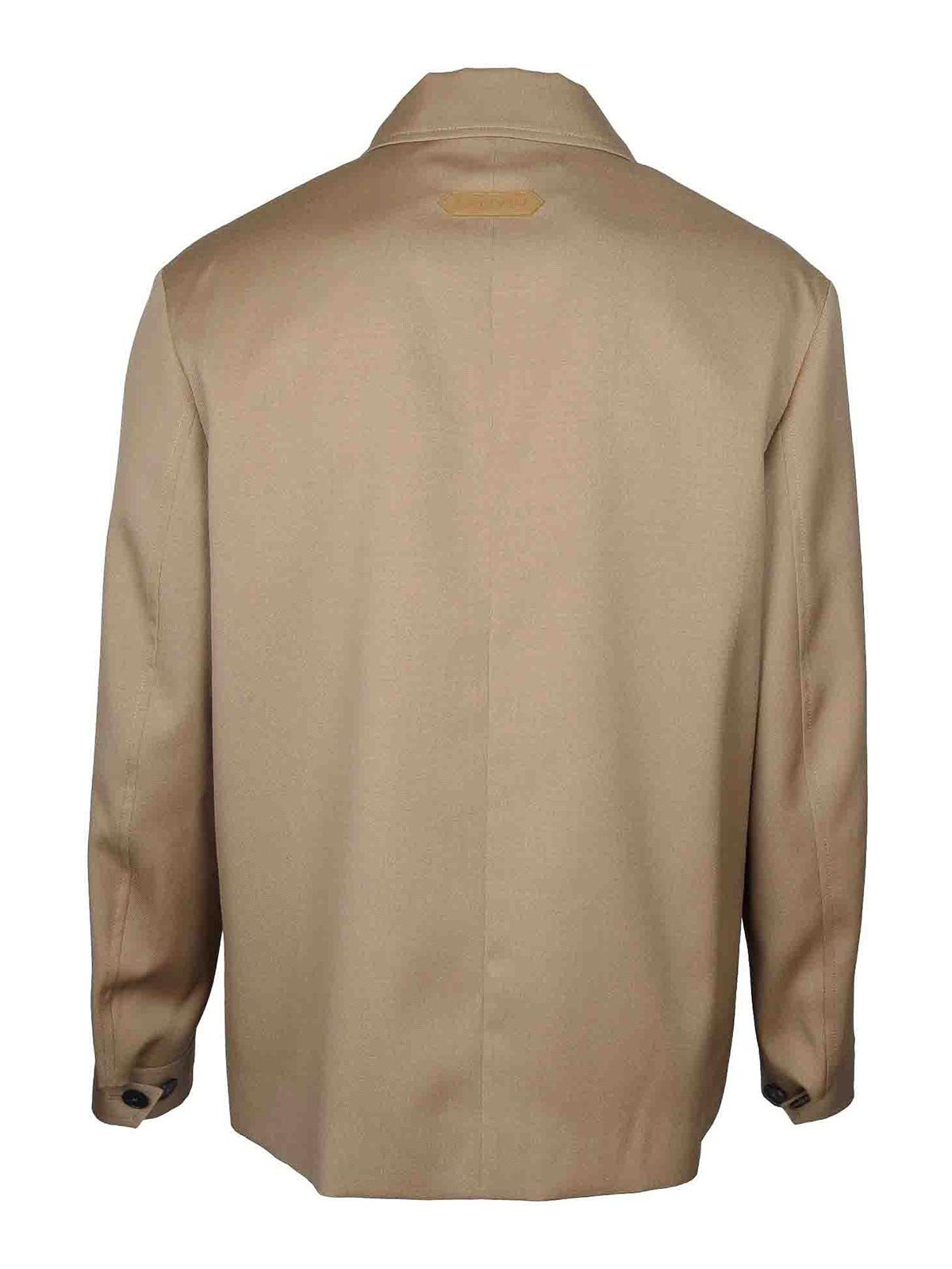 Shop Lanvin Desert-colored Zip-up Wool Jacket In Dark Beige