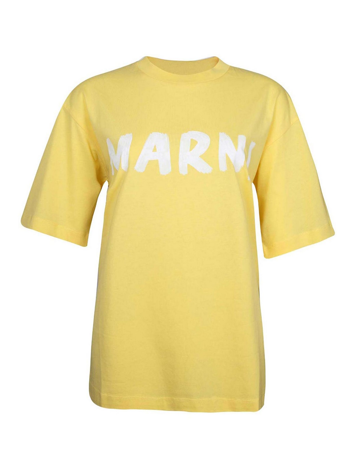Shop Marni Cotton T-shirt With Logo In Yellow