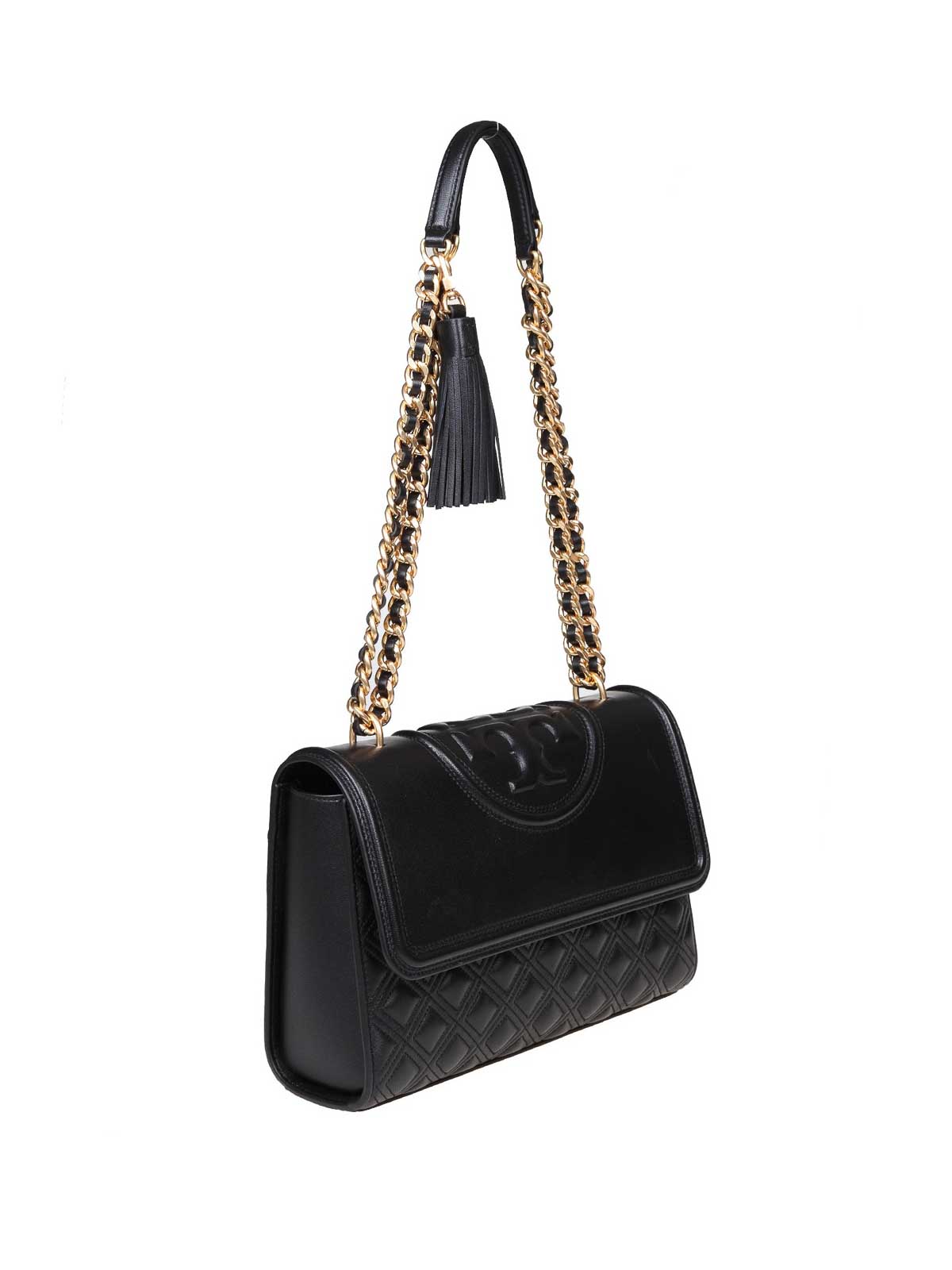 Tory Burch Fleming shoulder bag in black leather - Black