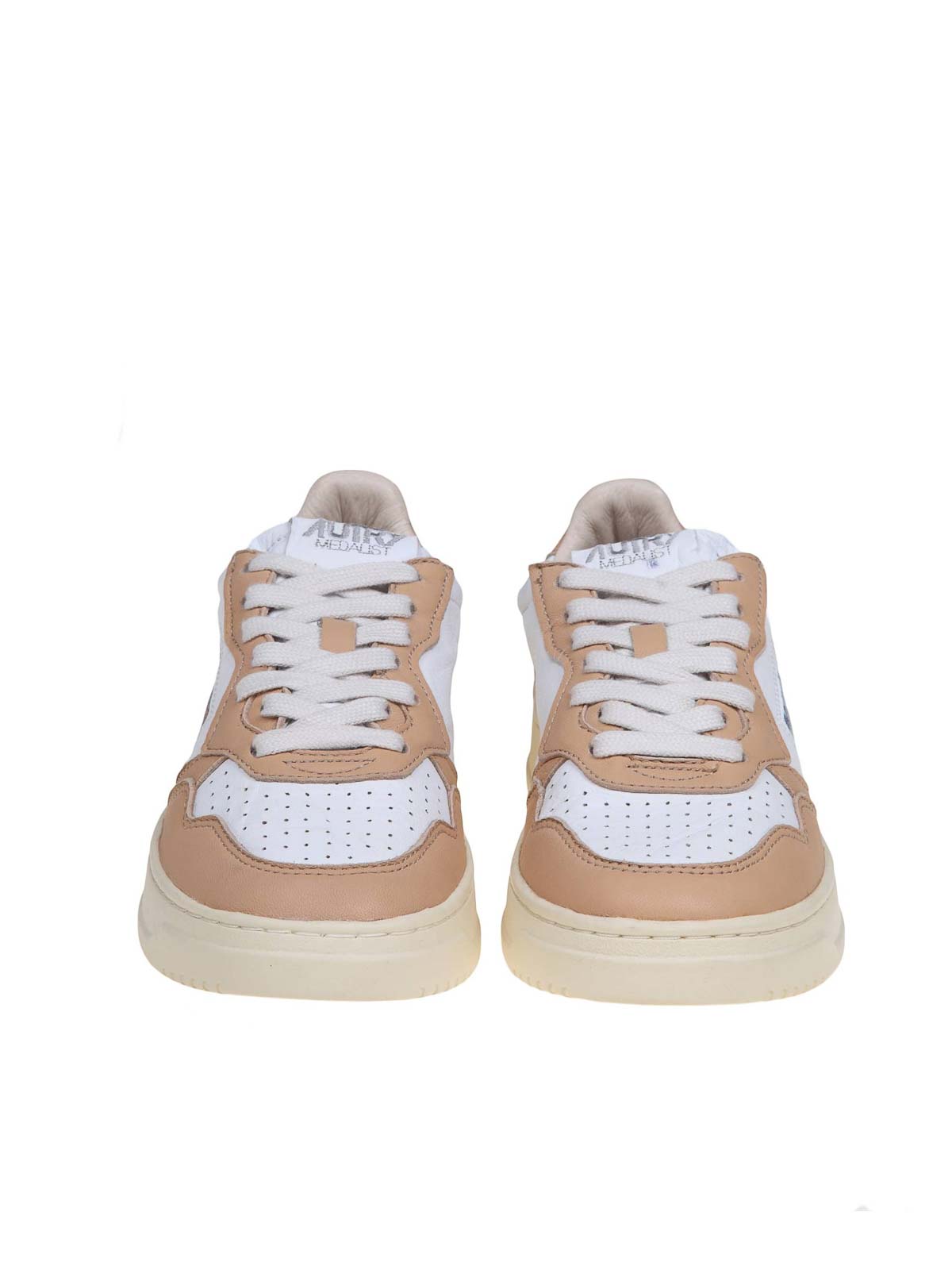 Shop Autry White And Caramel Leather Sneakers