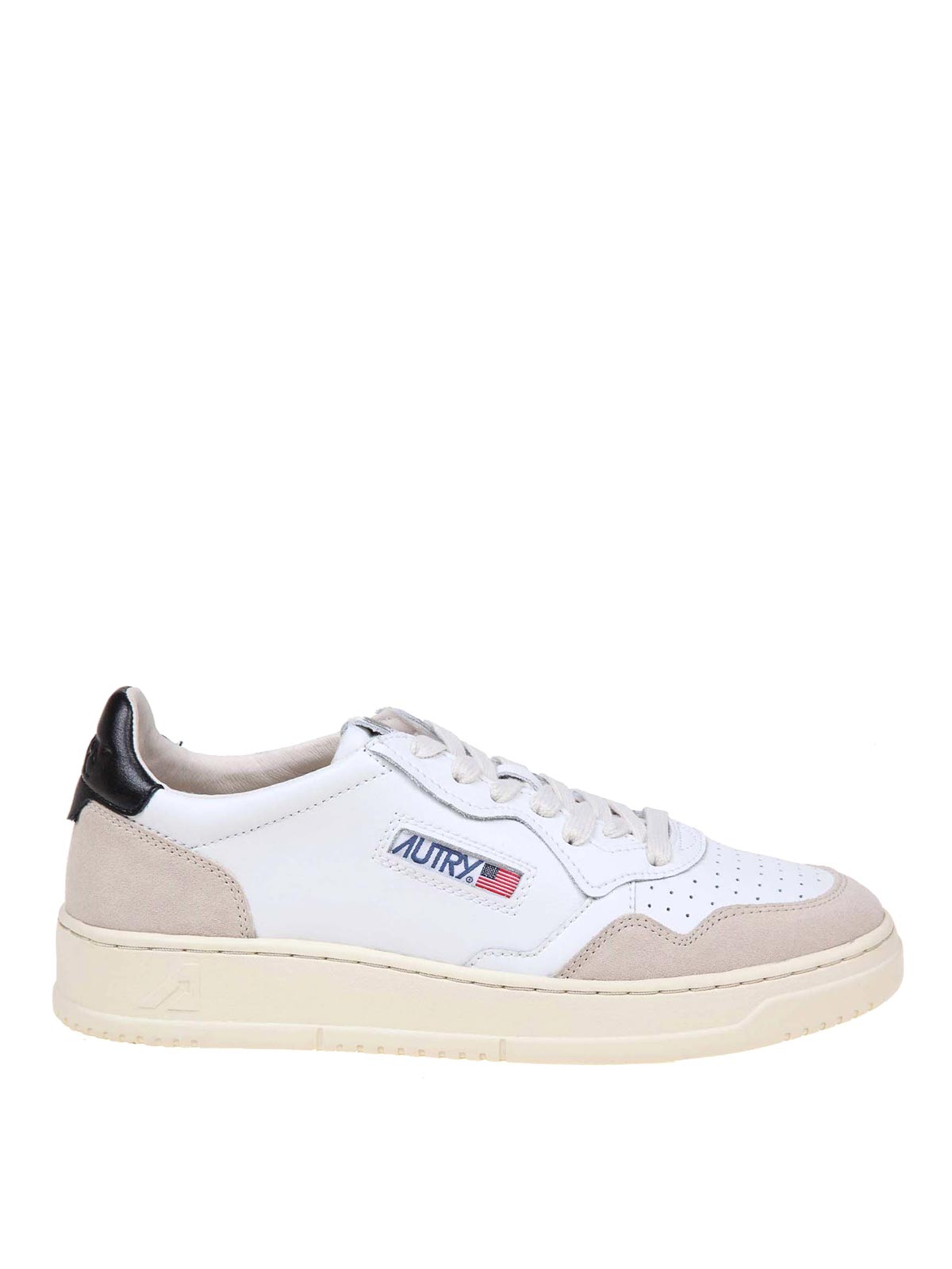 Shop Autry Black And White Leather And Suede Sneakers