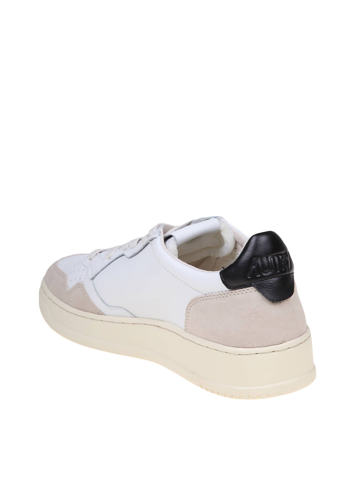 Shop Autry Black And White Leather And Suede Sneakers