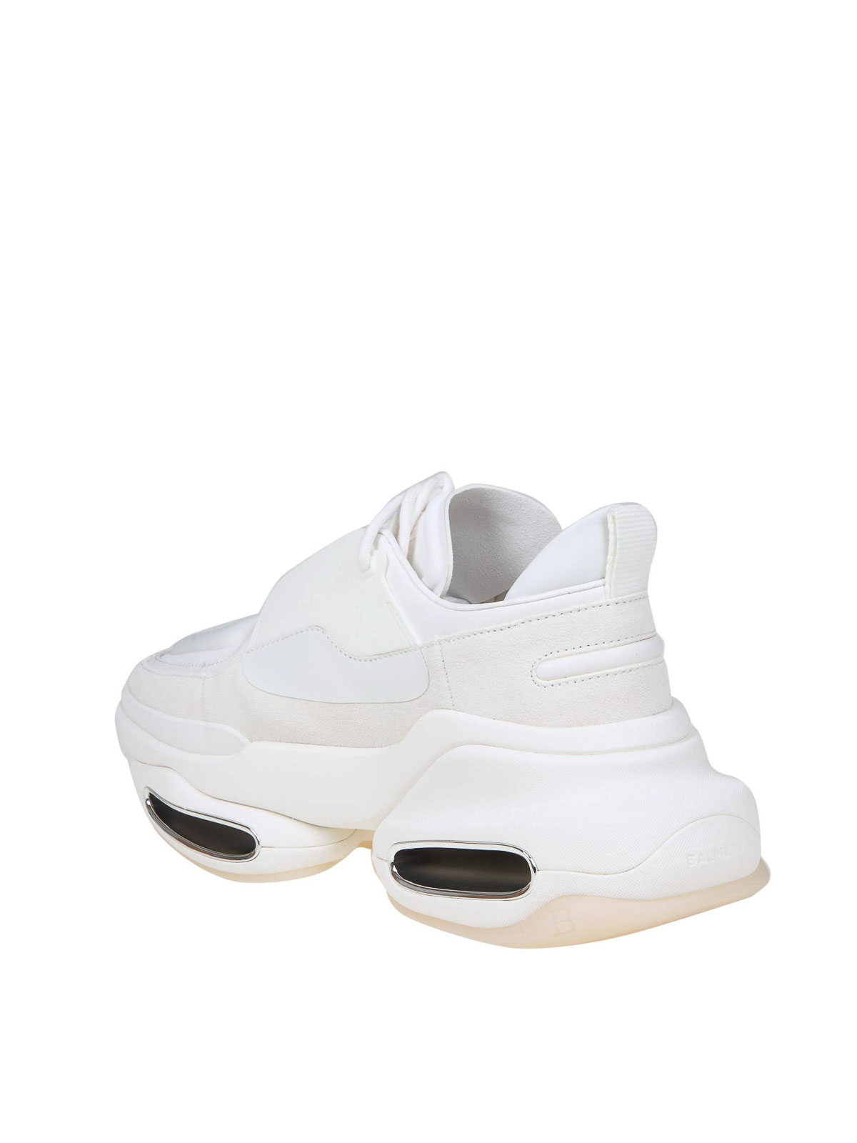 Shop Balmain B-bold Sneakers In White Leather And Suede In Blanco