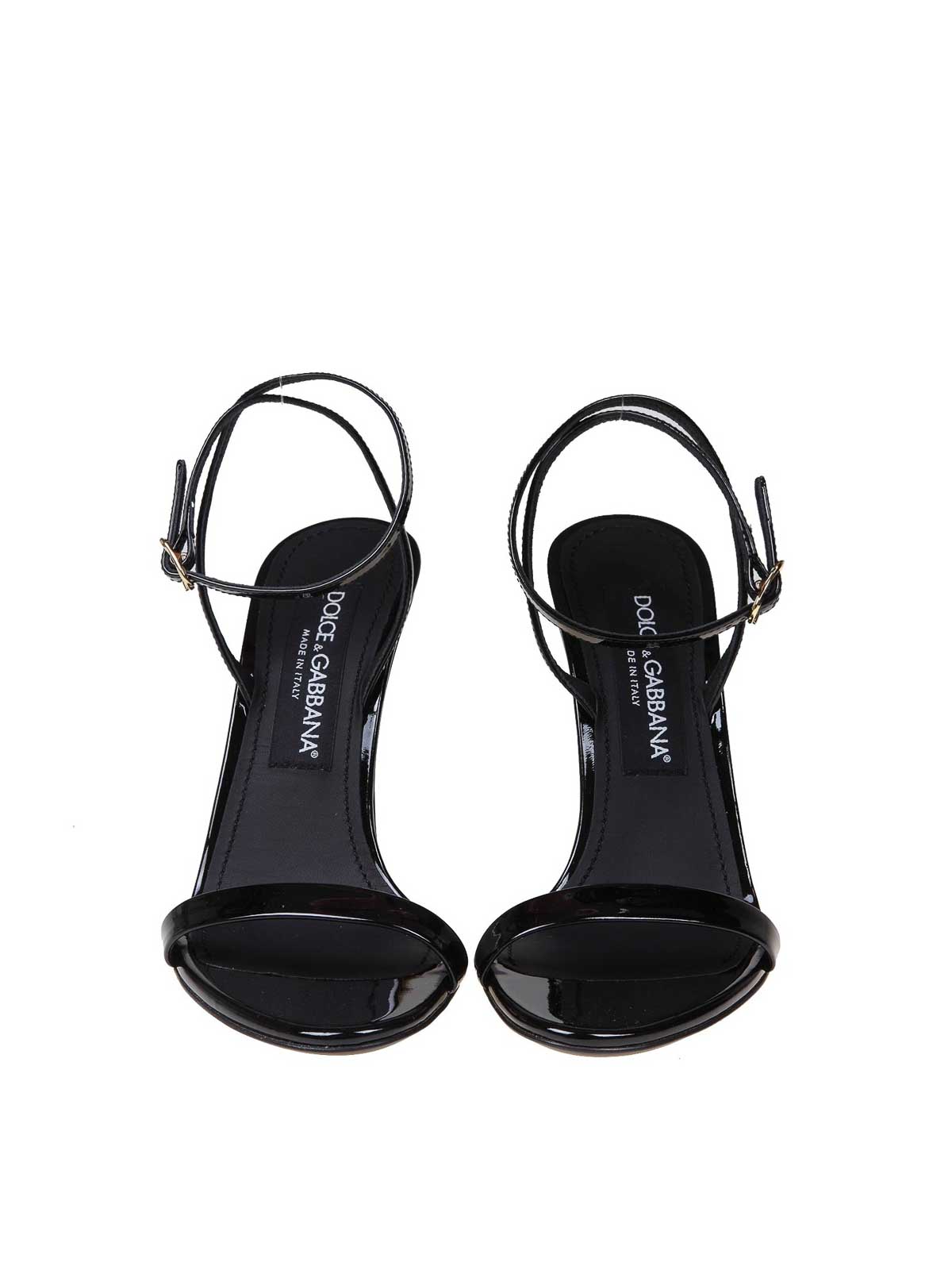 Shop Dolce & Gabbana Patent Sandal With Dg Heel In Black