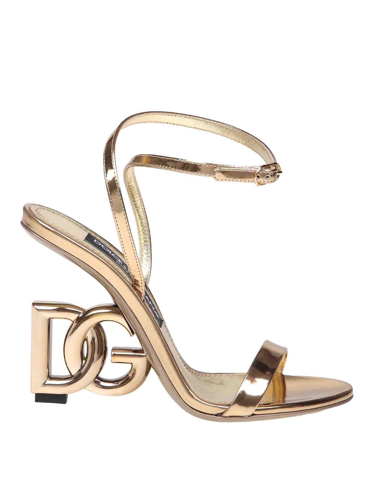 Shop Dolce & Gabbana Keira Sandal In Gold Mirror Leather
