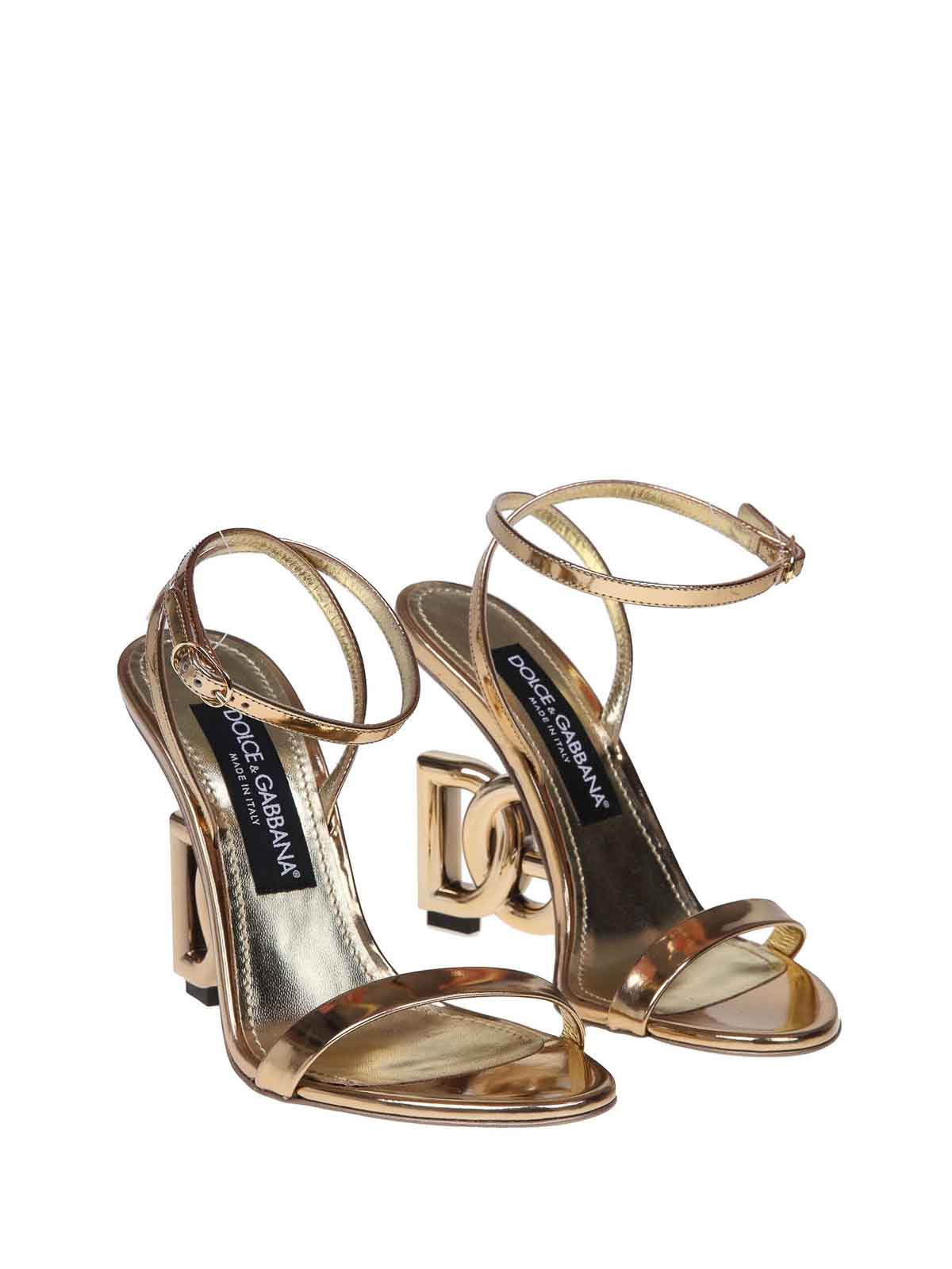Shop Dolce & Gabbana Keira Sandal In Gold Mirror Leather